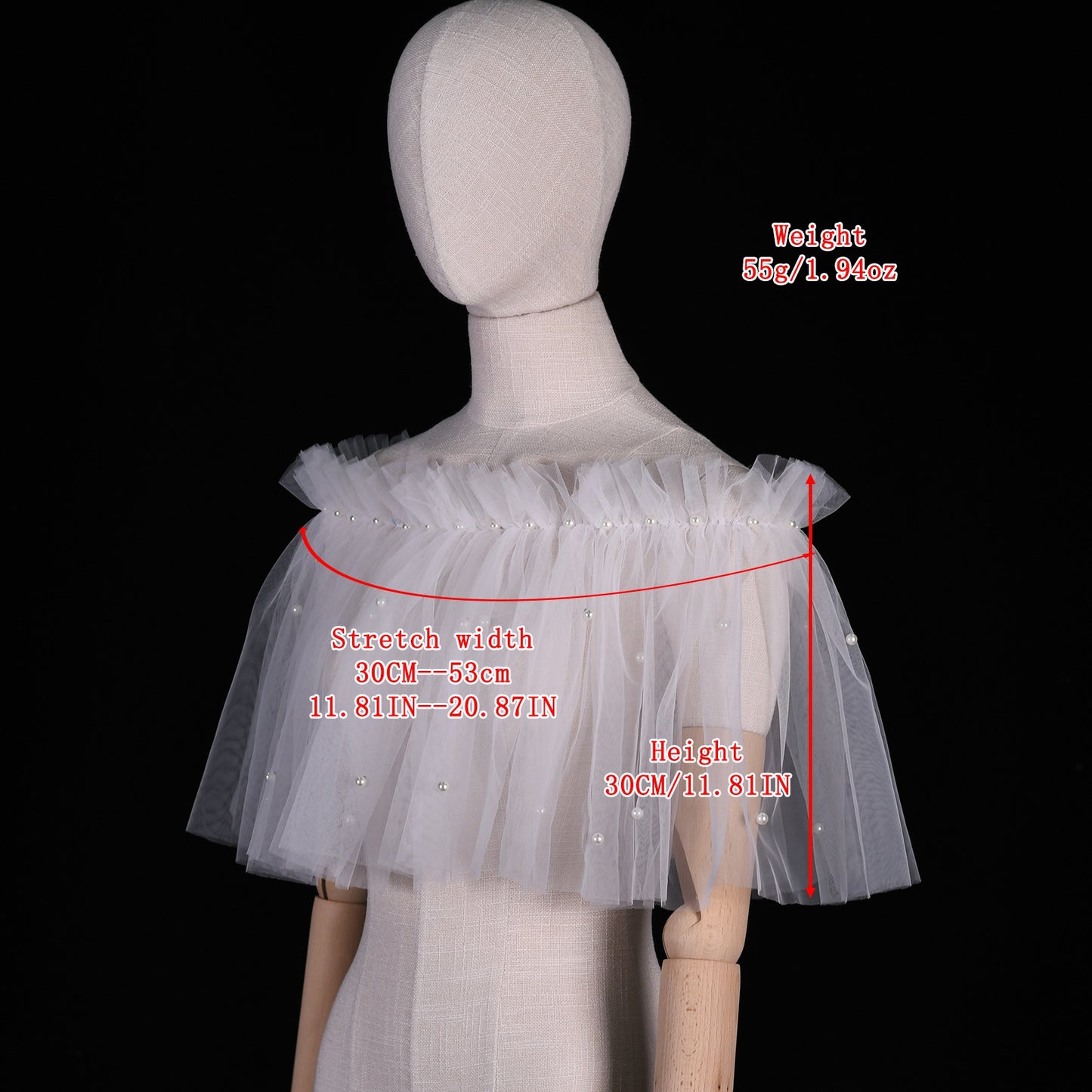 VG112-W-1 black pearl mesh shawl