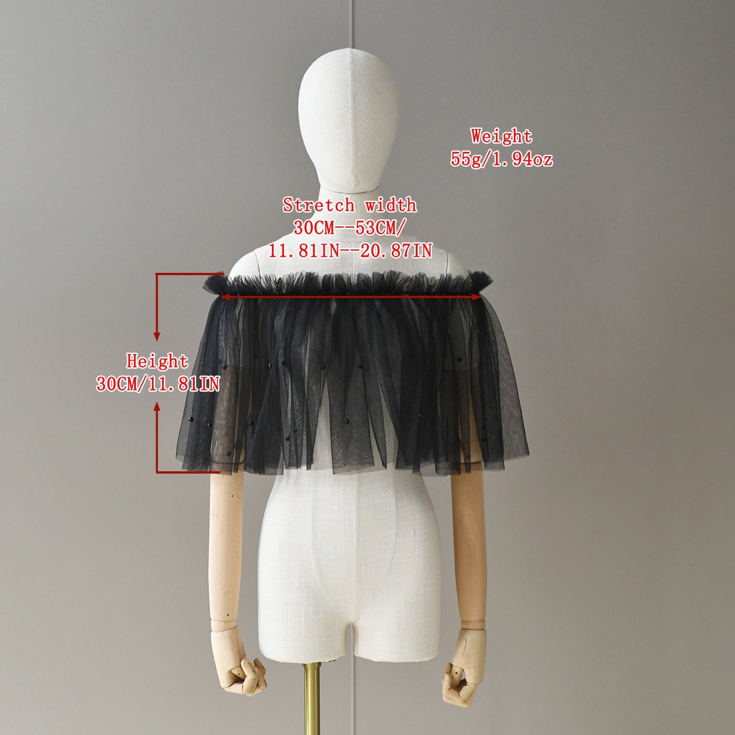 VG112-W-1 black pearl mesh shawl