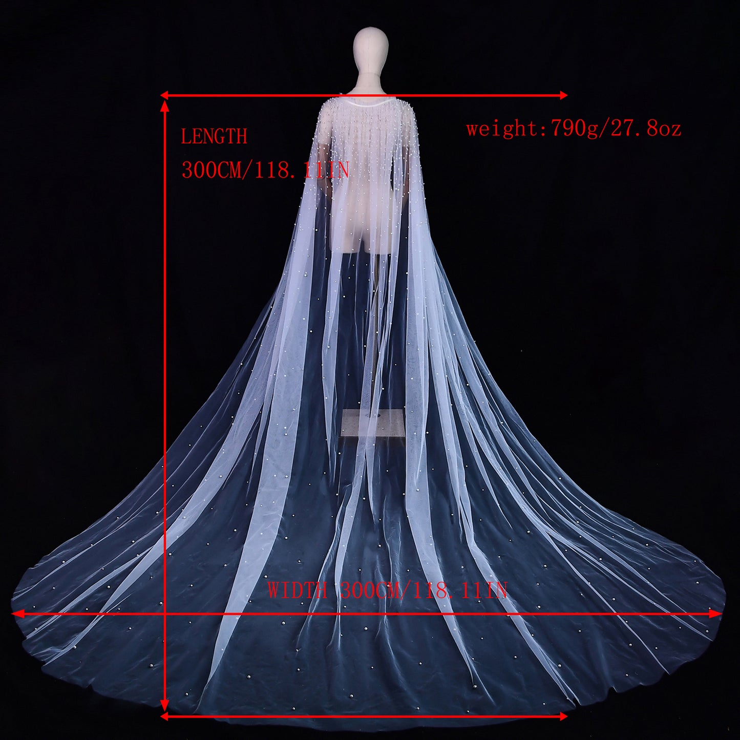 VG02-W white pearl mesh shawl