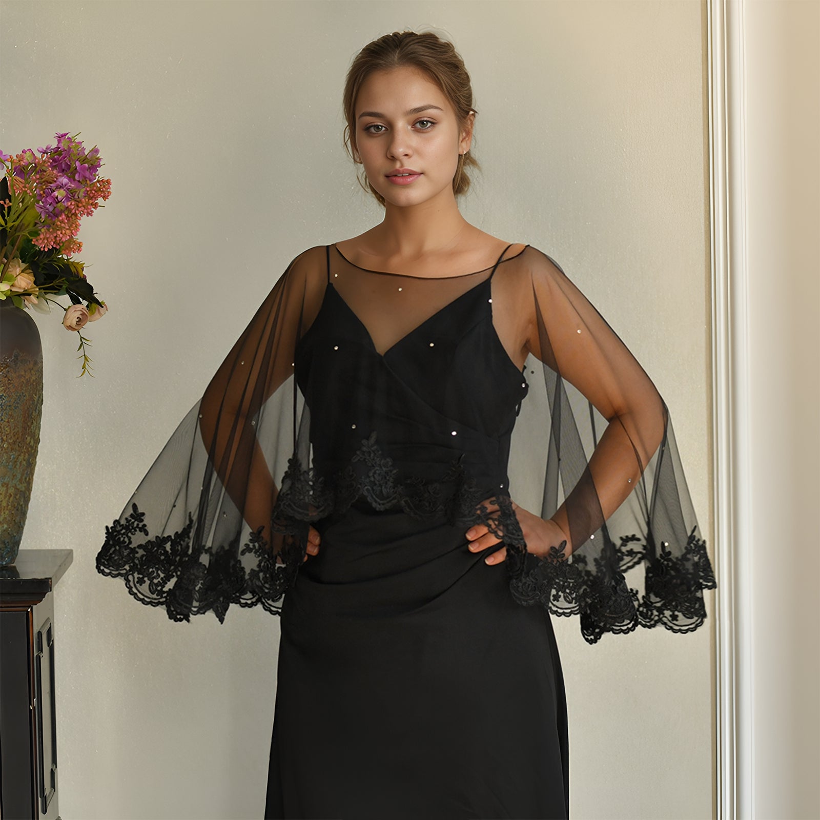 MG08 black mesh veil