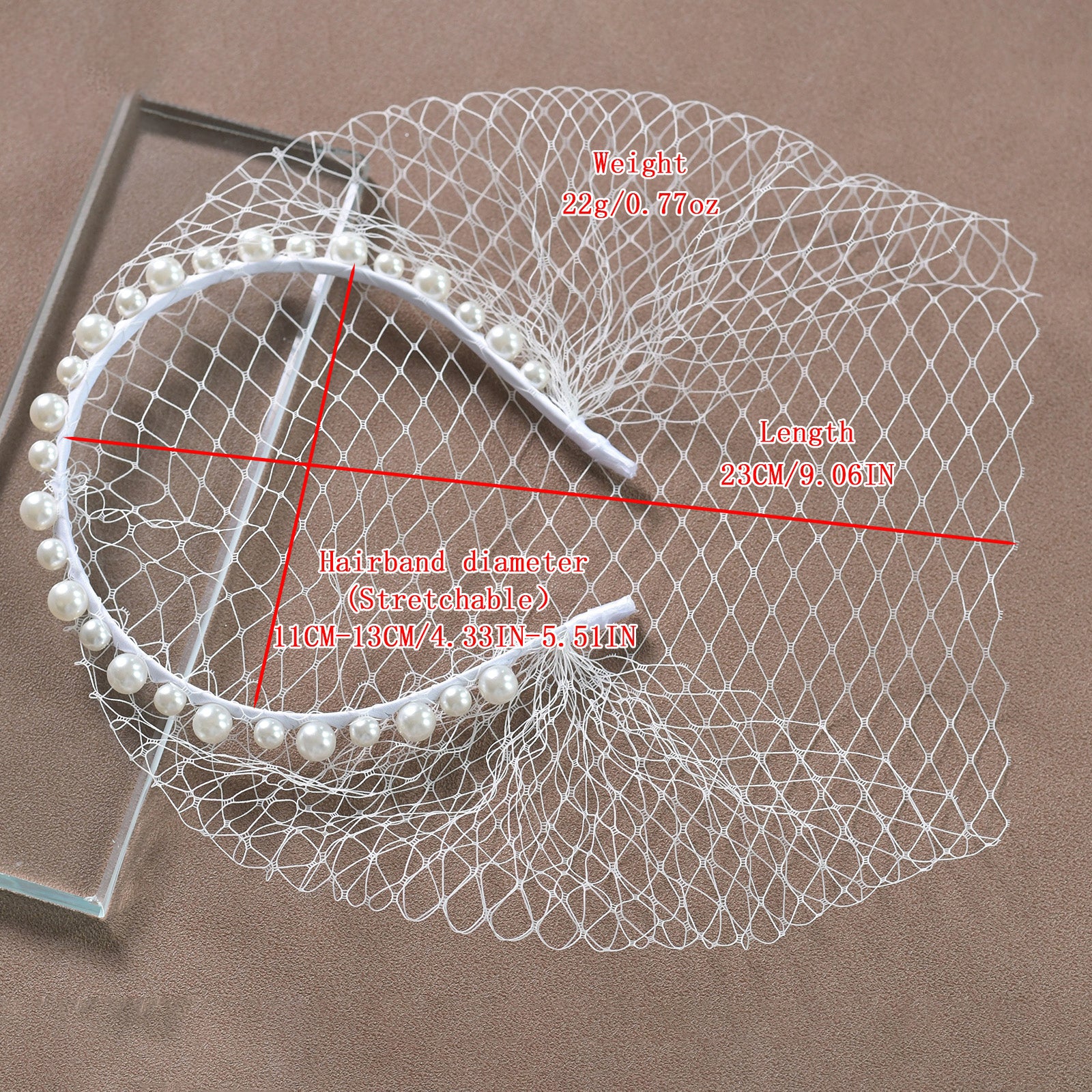 VA11-W white pearl mesh face veil