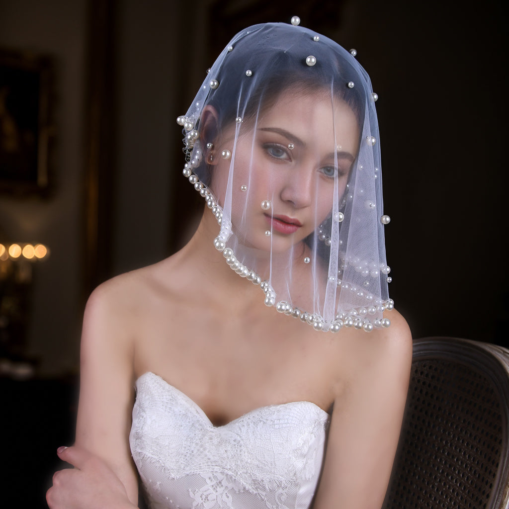 VA10-I white pearl mesh hair comb