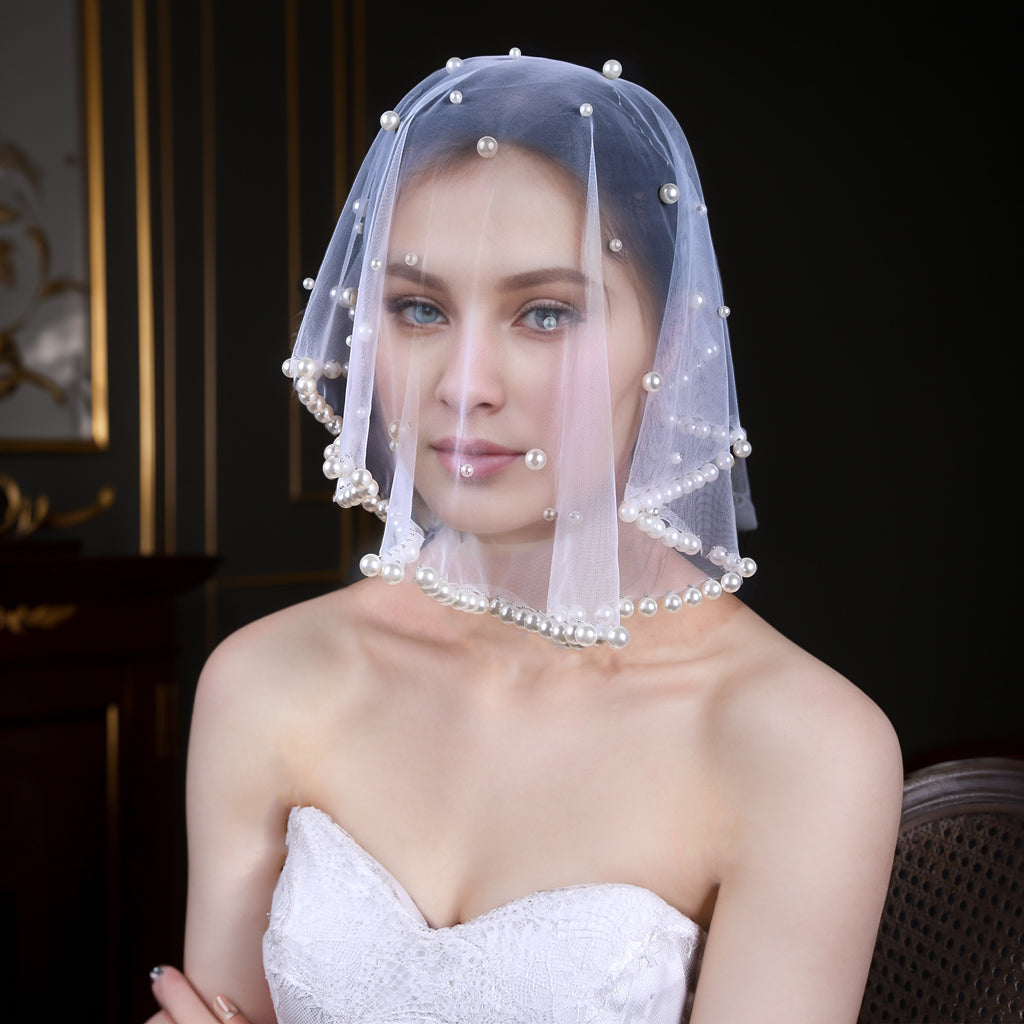 VA10-I white pearl mesh hair comb