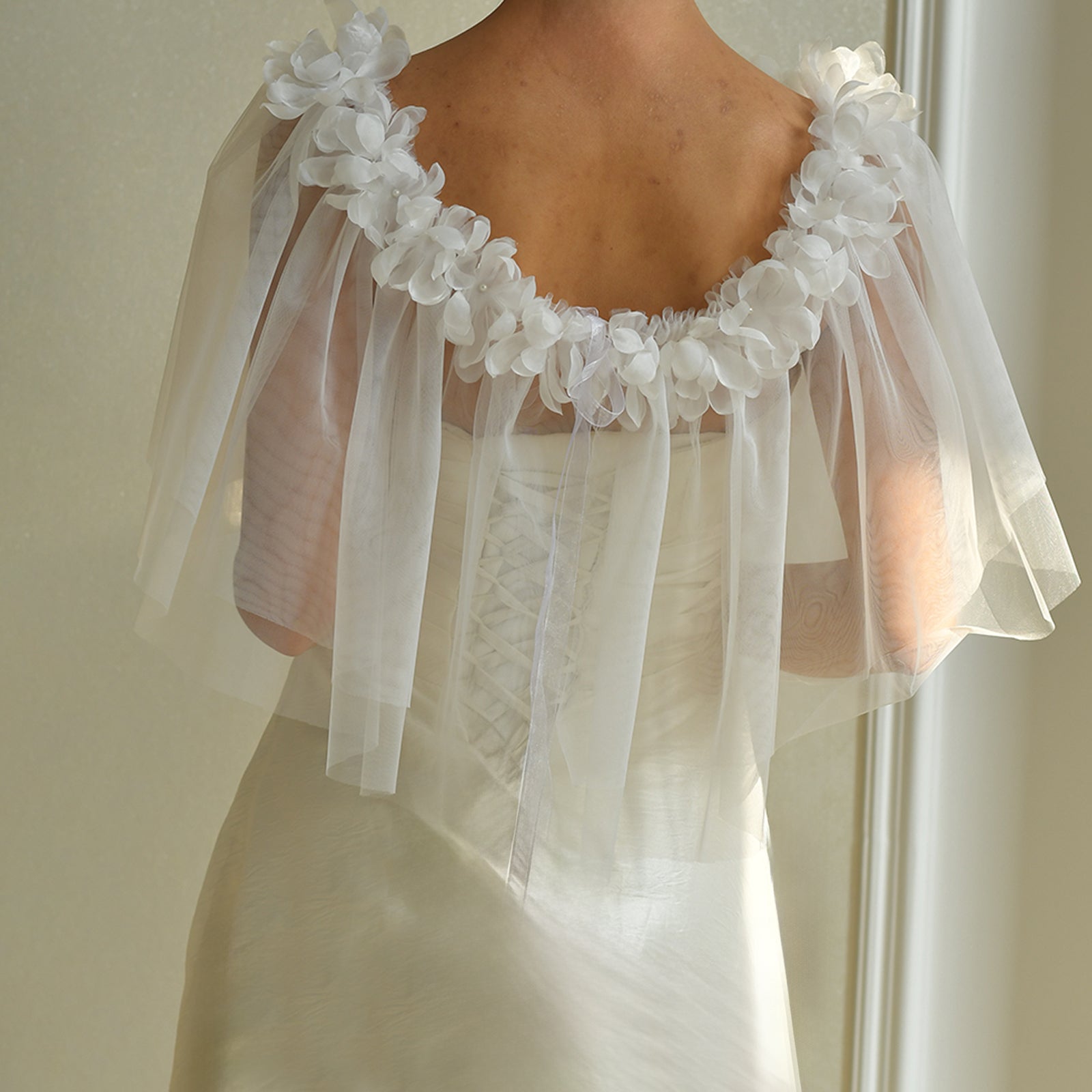 MG57-I ivory mesh veil