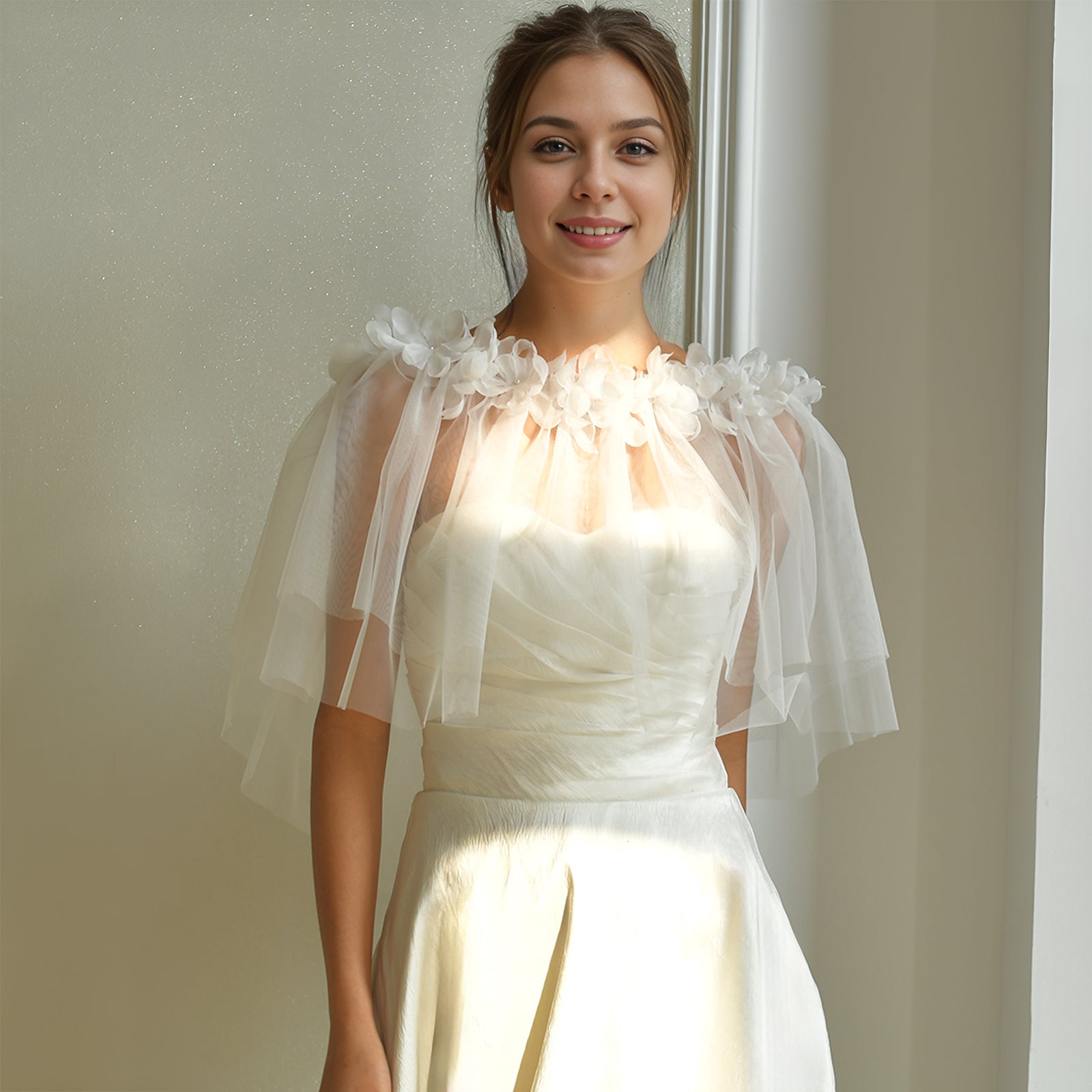 MG57-I ivory mesh veil