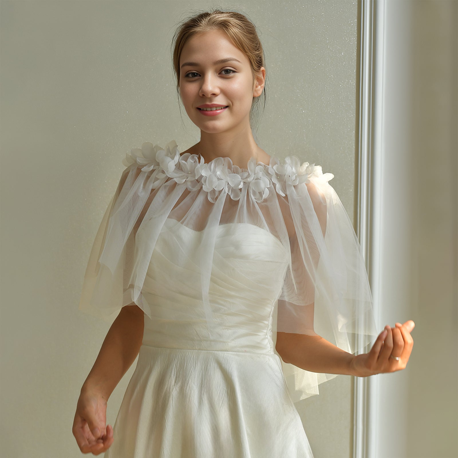 MG57-I ivory mesh veil