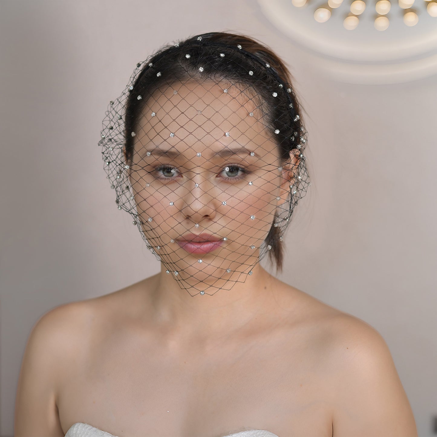 VA06-B black rhinestone mesh headband