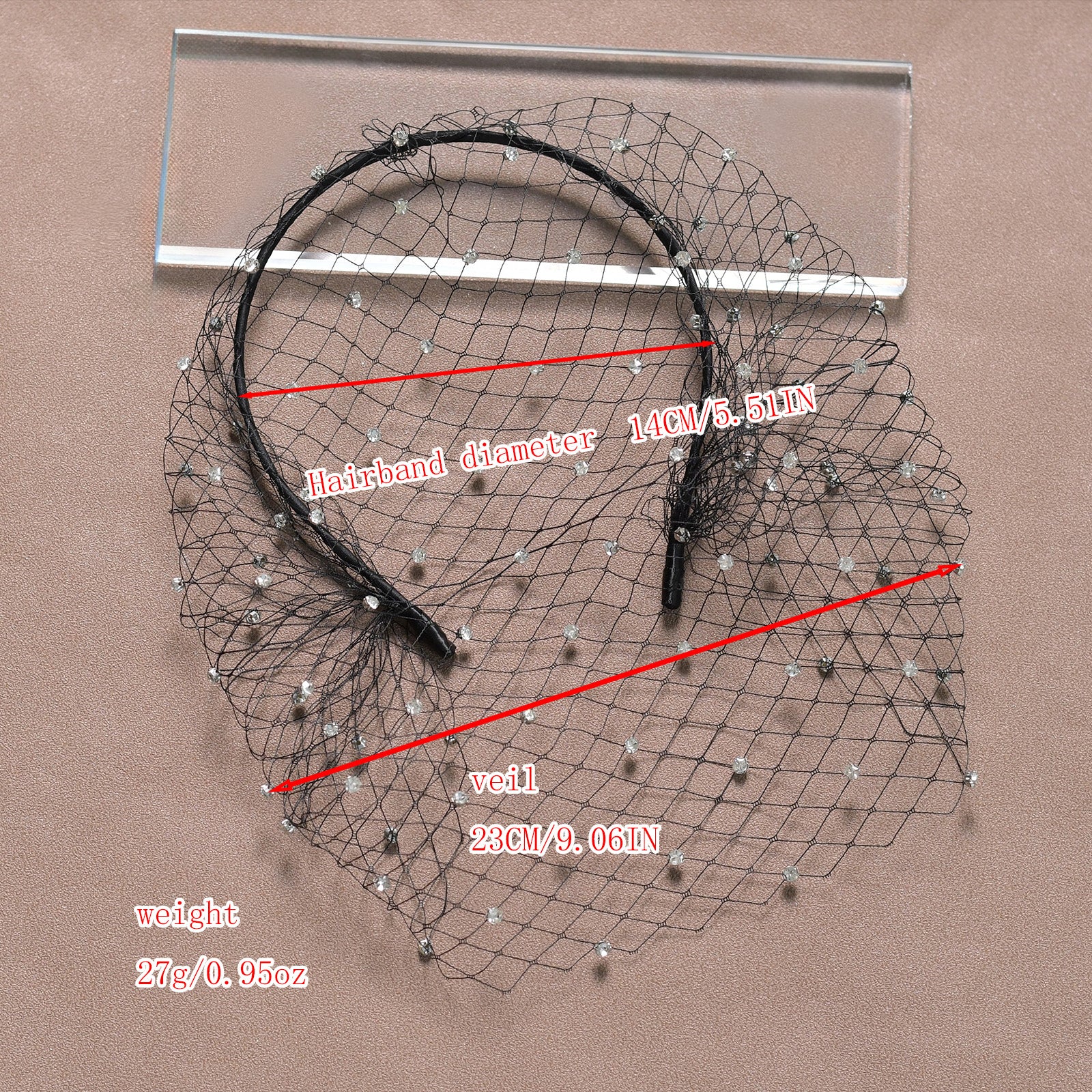 VA06-B black rhinestone mesh headband