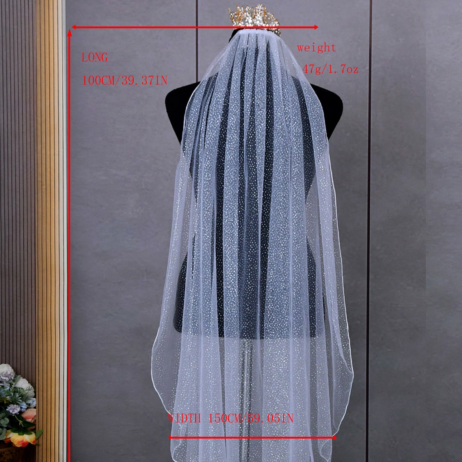 V100-WY1 white mesh veil