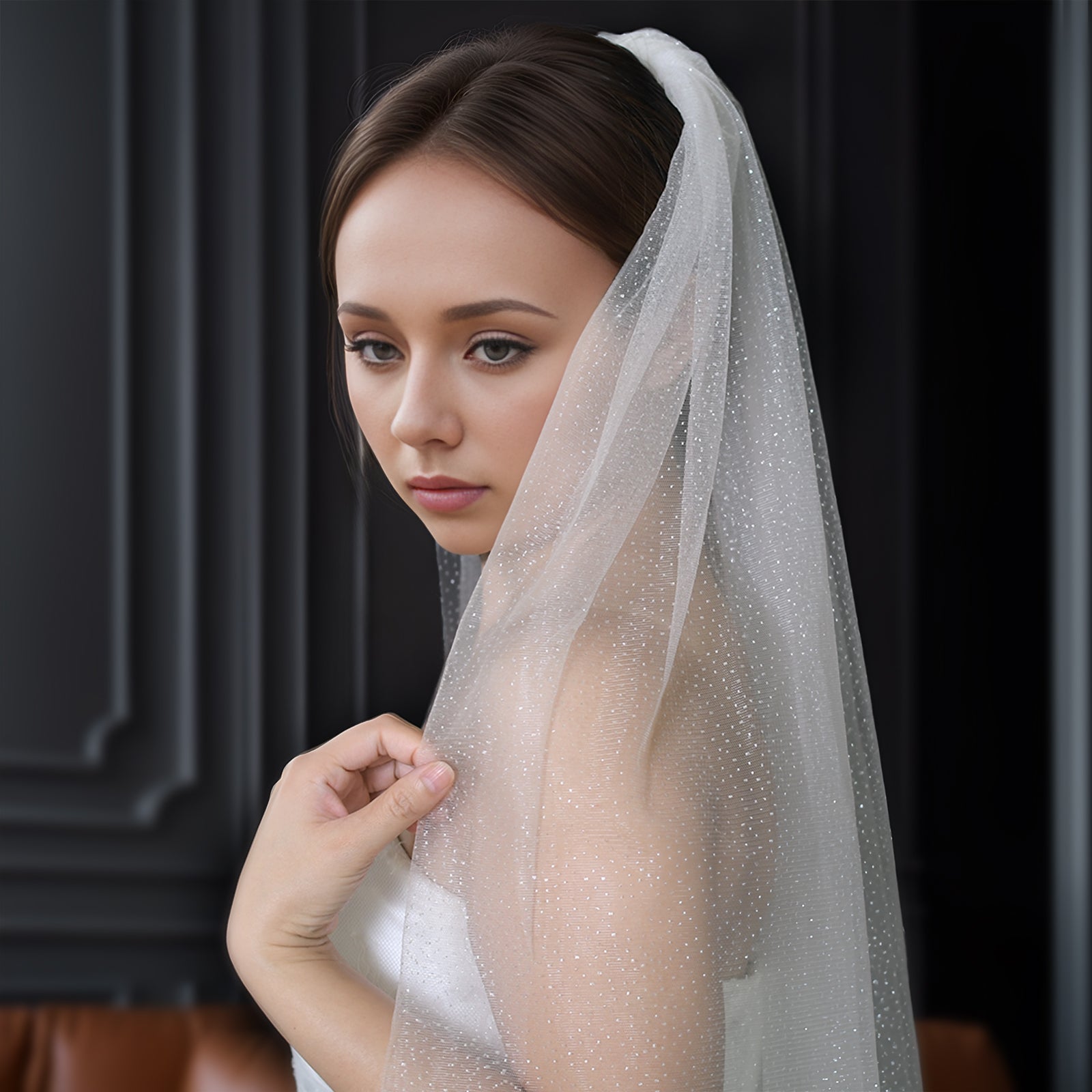 V101-IY1 white mesh veil