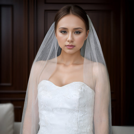 V101-IY1 white mesh veil