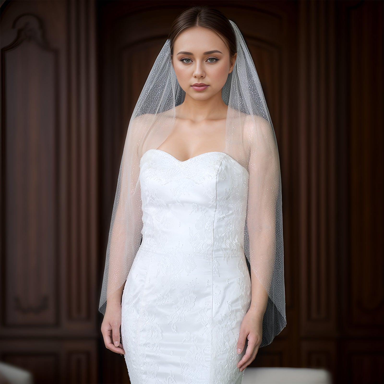 V101-IY1 white mesh veil