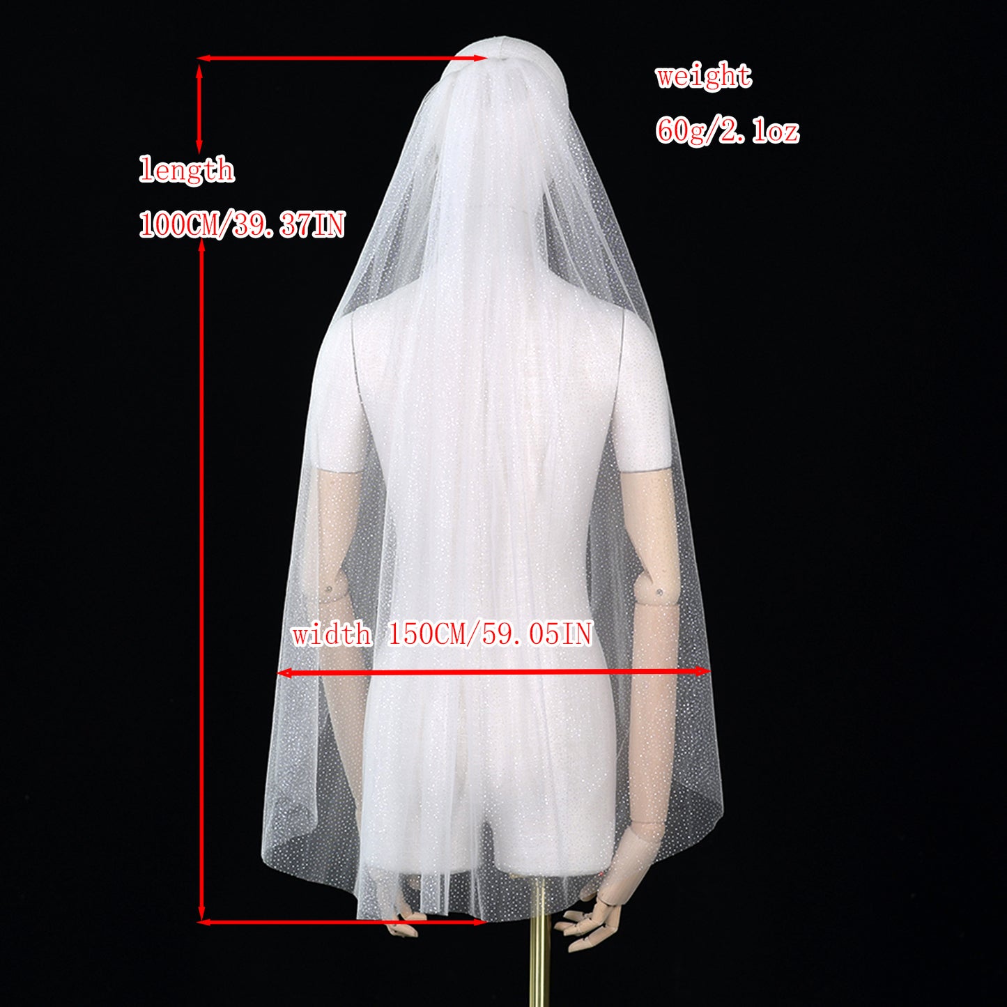 V101-IY1 white mesh veil