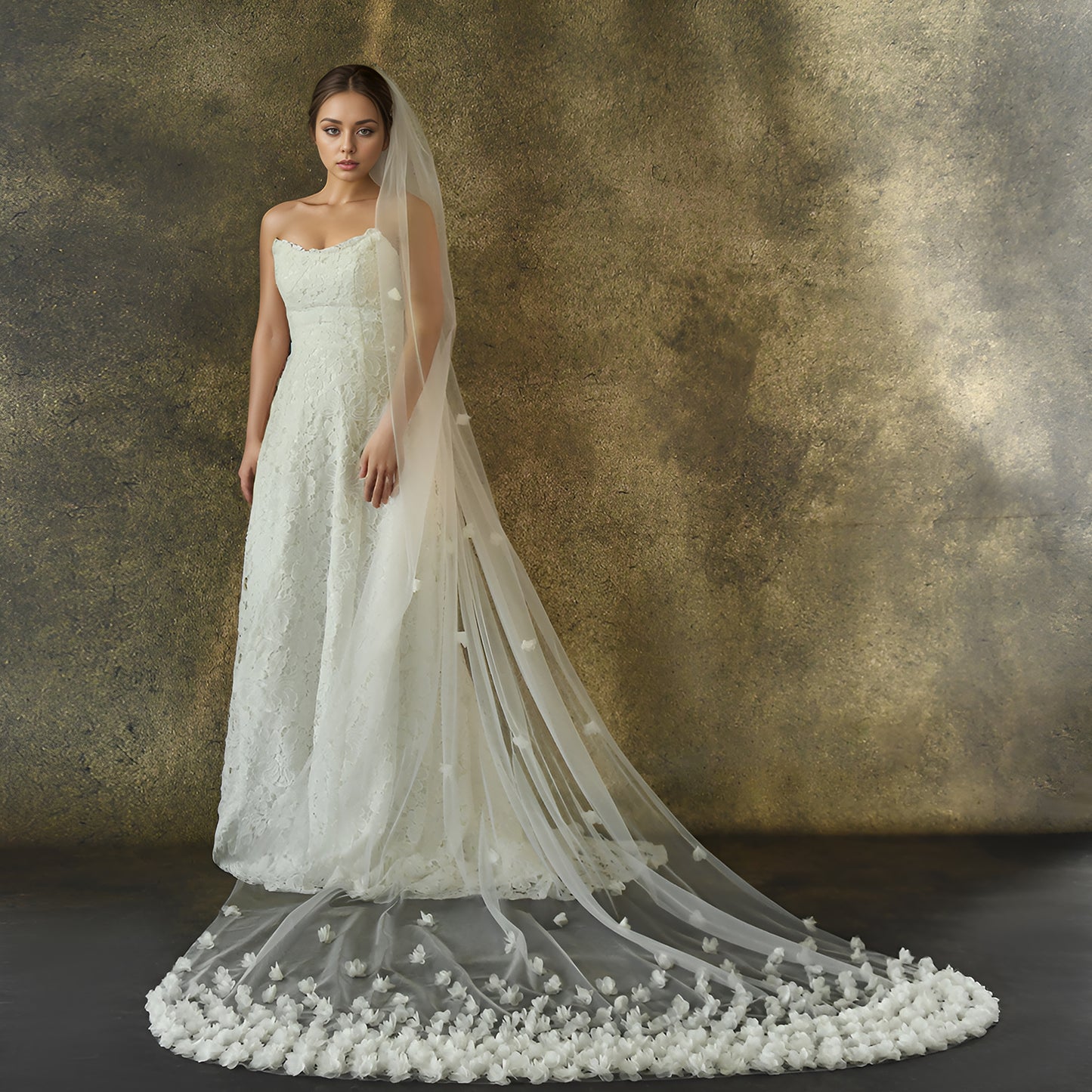 V93-IM3 white mesh flower veil