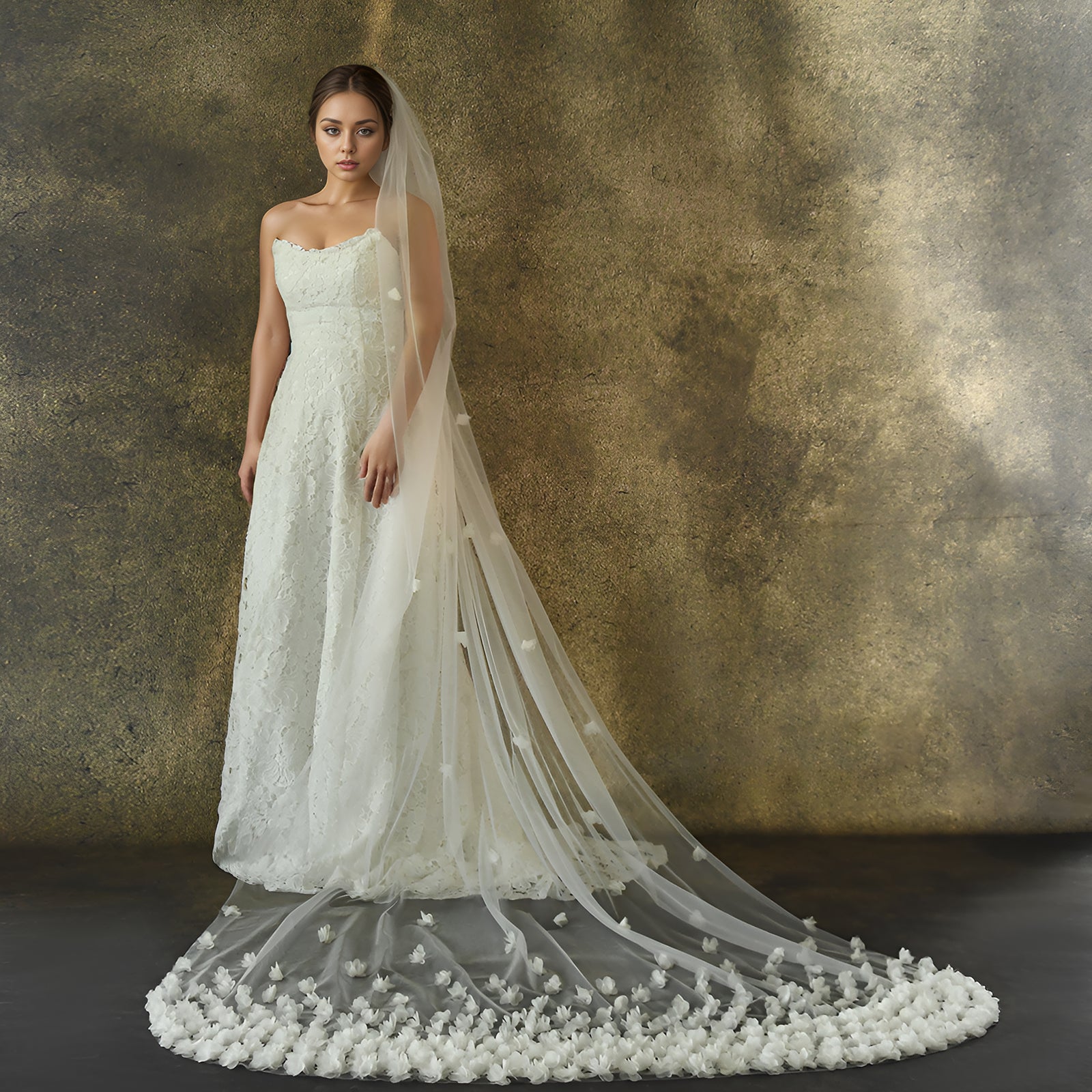 V93-IM3 white mesh flower veil