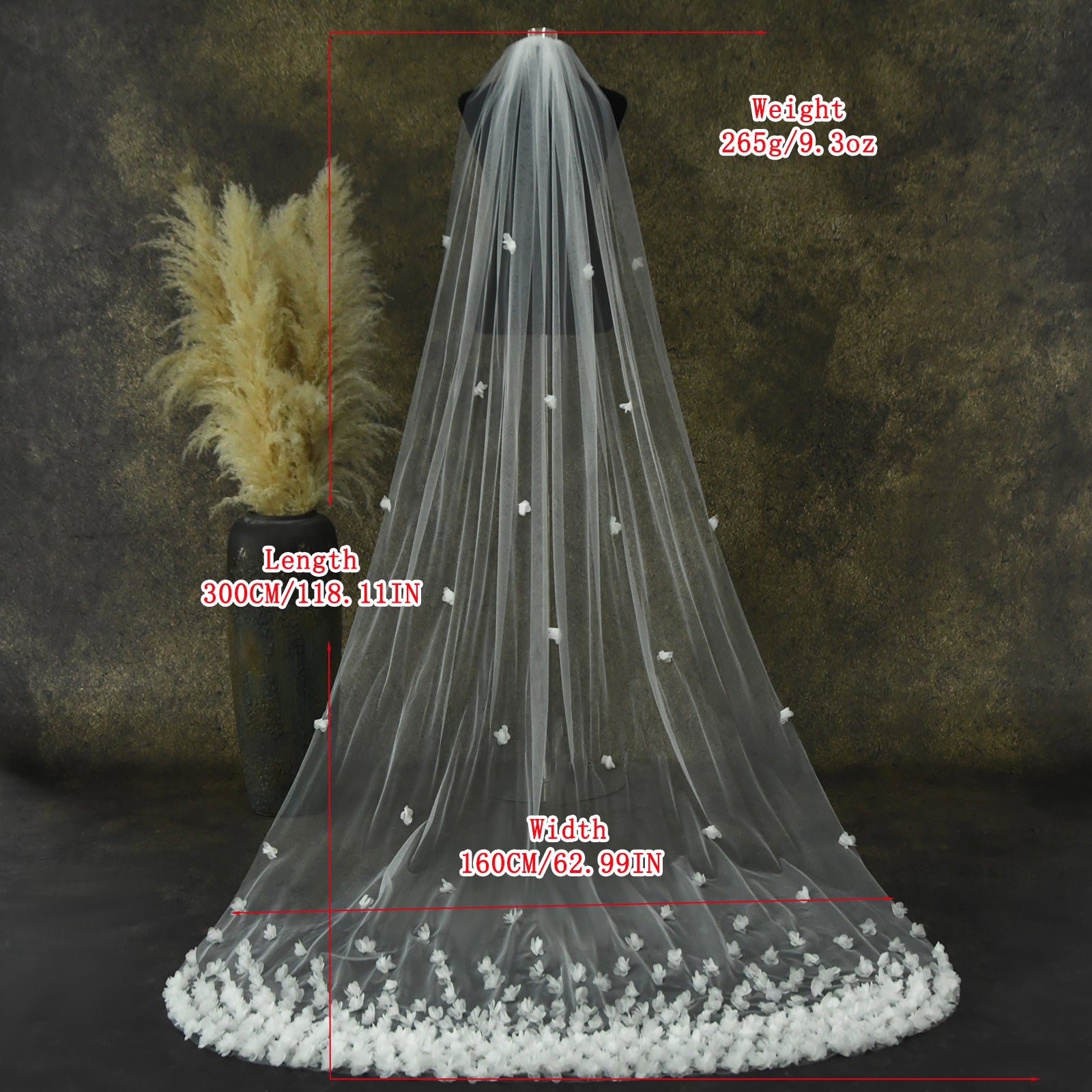 V93-IM3 white mesh flower veil