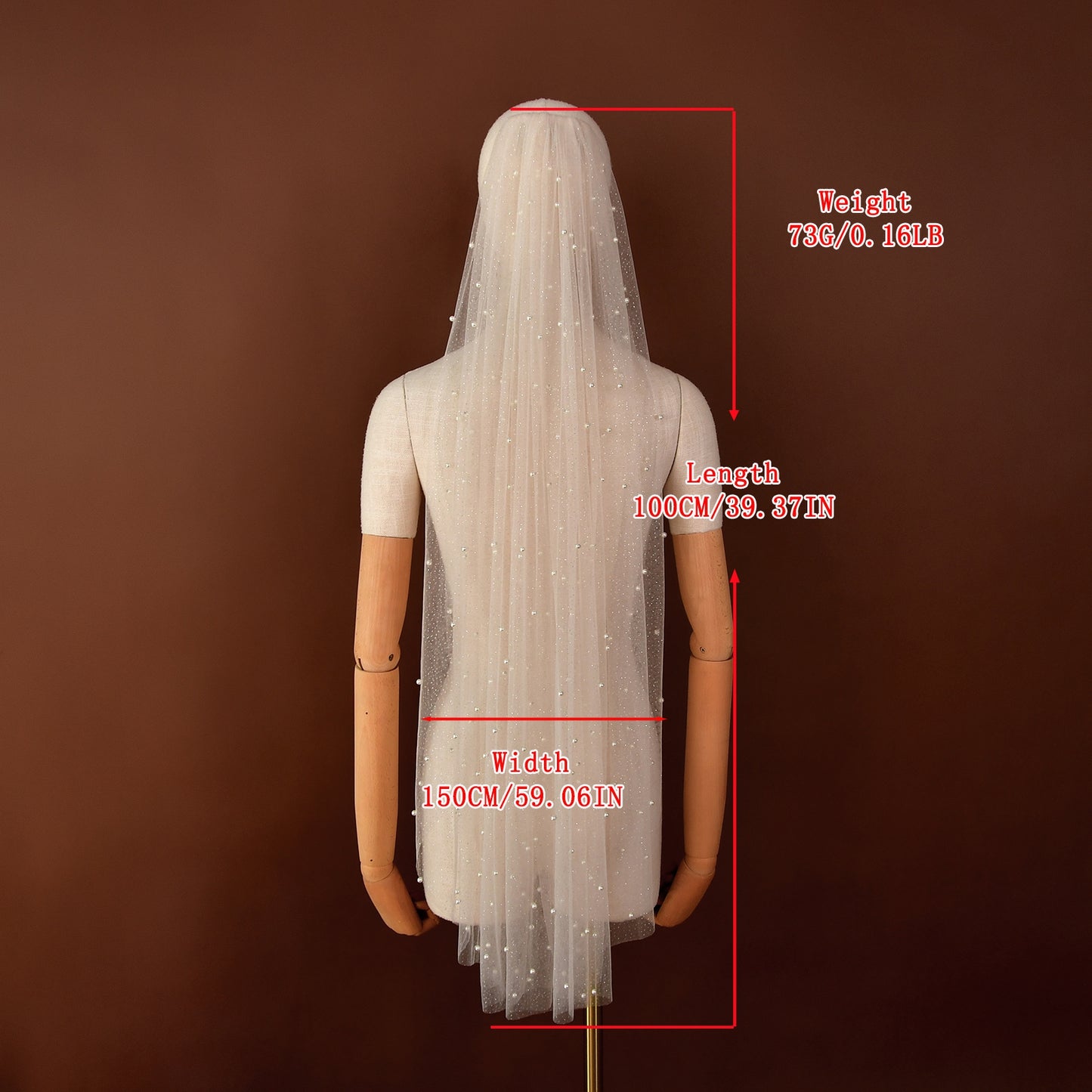 V91A-IY1 white pearl mesh veil