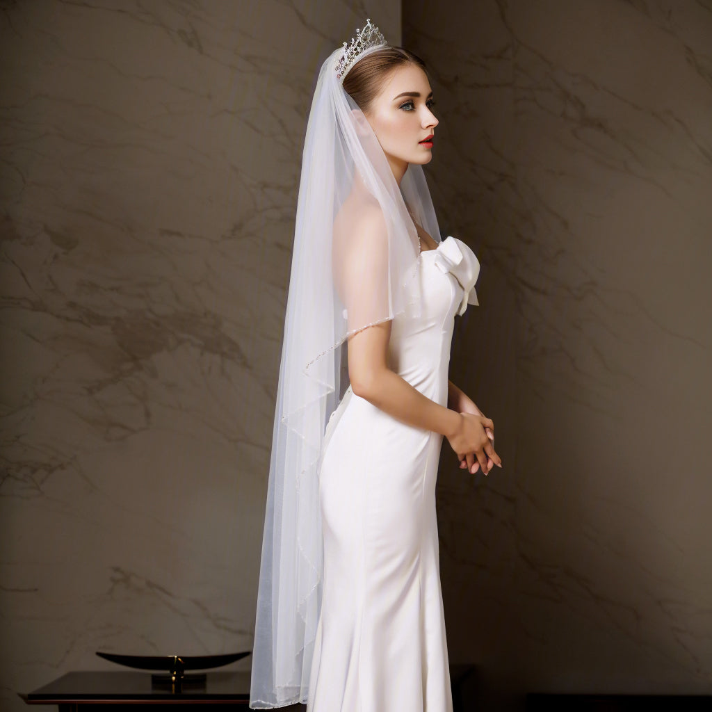 V132-IY1.5 white mesh veil