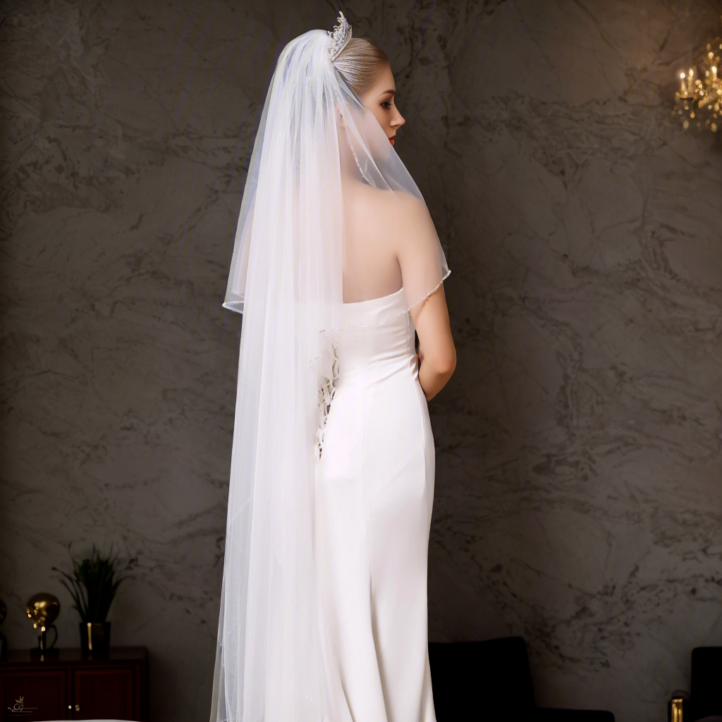 V132-IY1.5 white mesh veil