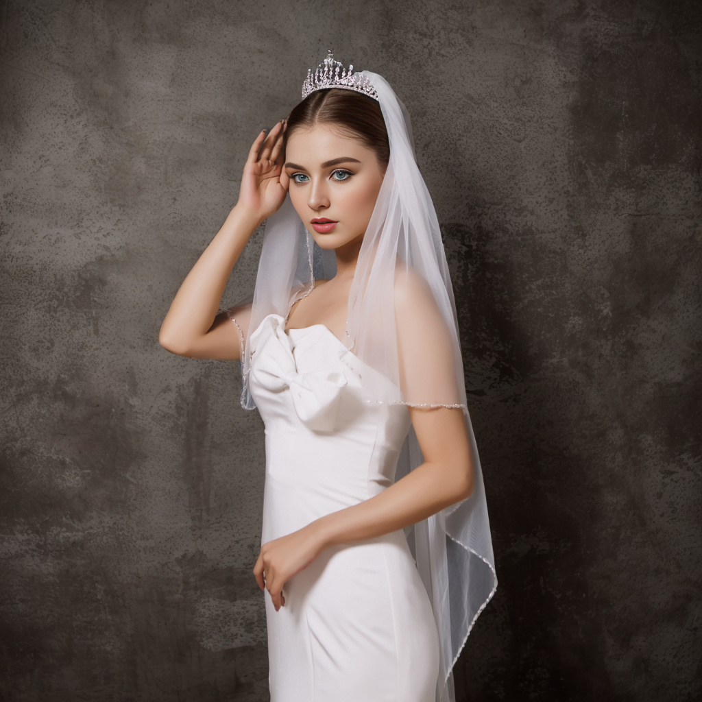 V132-IY1.5 white mesh veil