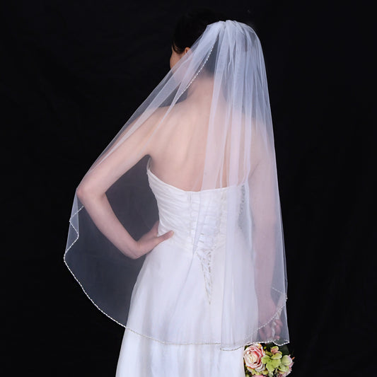 V197-IY1 white mesh veil