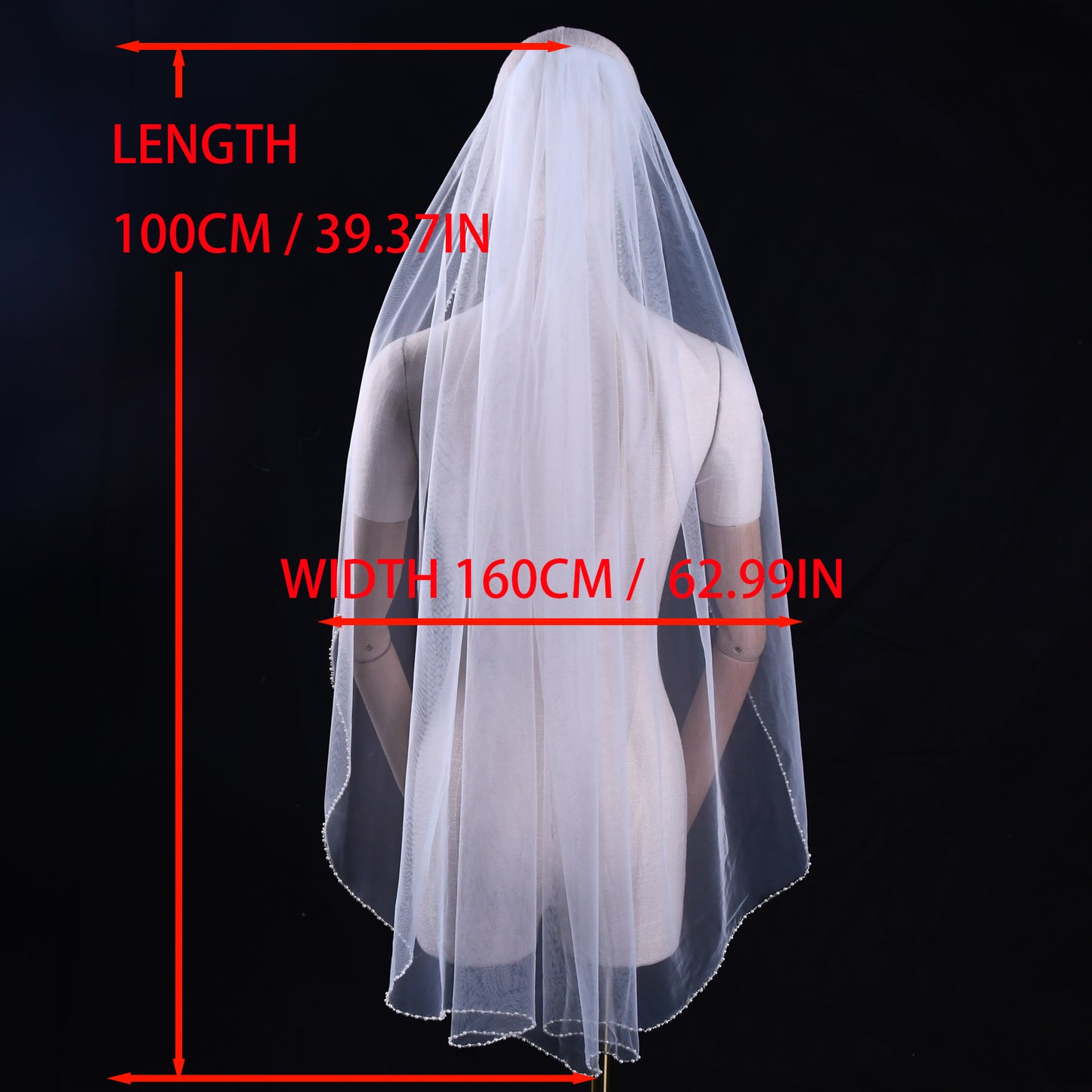 V197-IY1 white mesh veil
