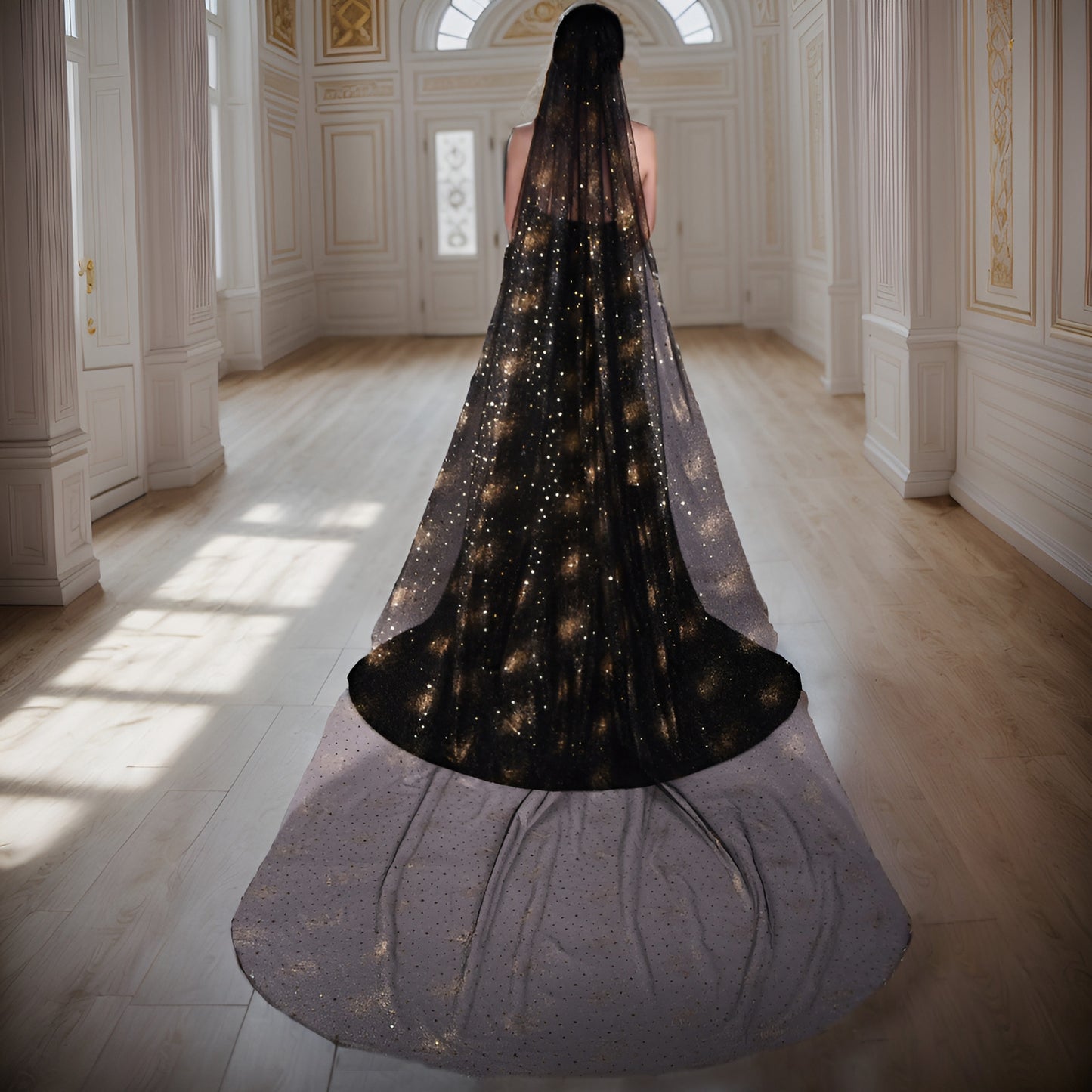 V220-Y3 black mesh veil