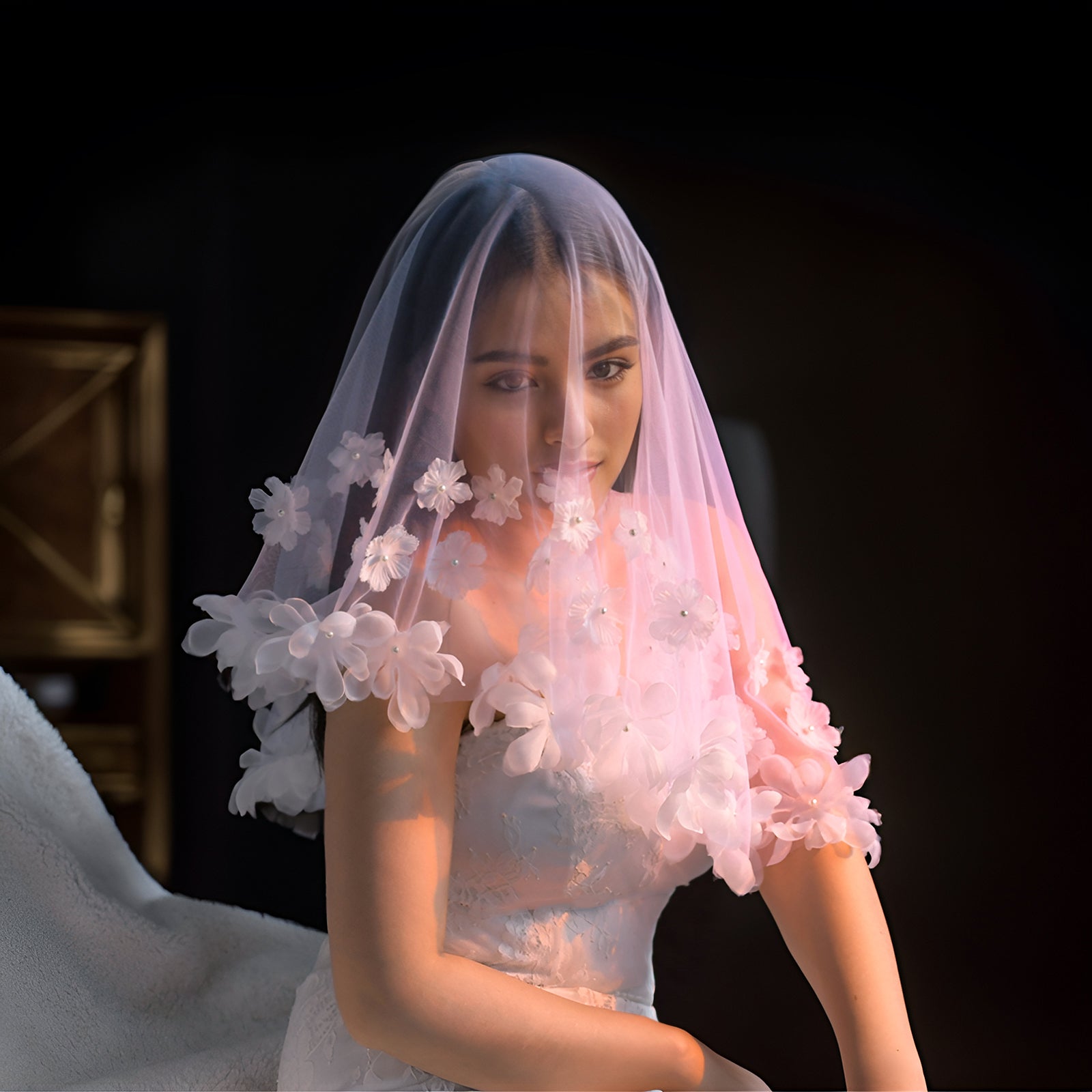 V230-I ivory mesh veil