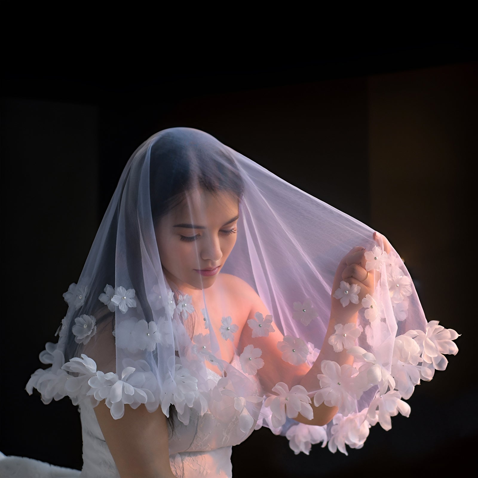 V230-I ivory mesh veil
