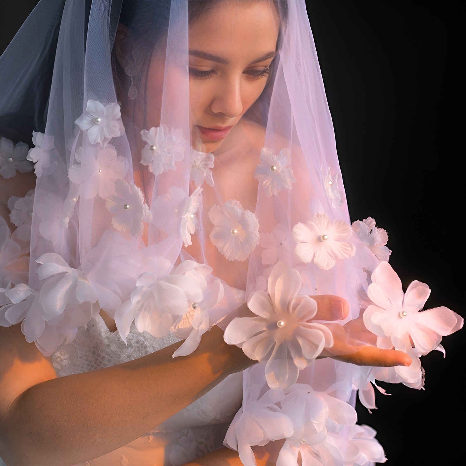 V230-I ivory mesh veil