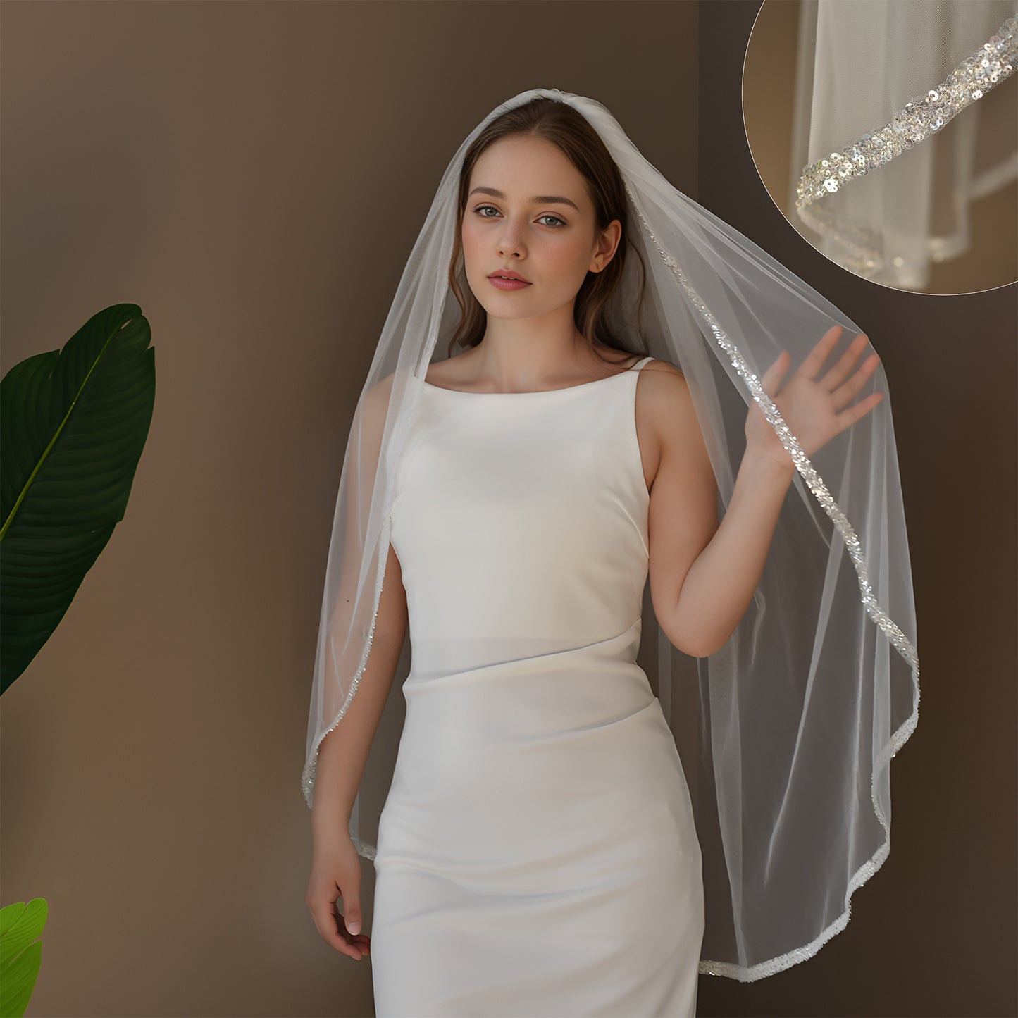 V282-IY1 white mesh veil