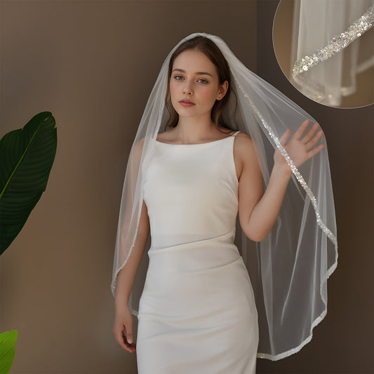 V282-IY1 white mesh veil