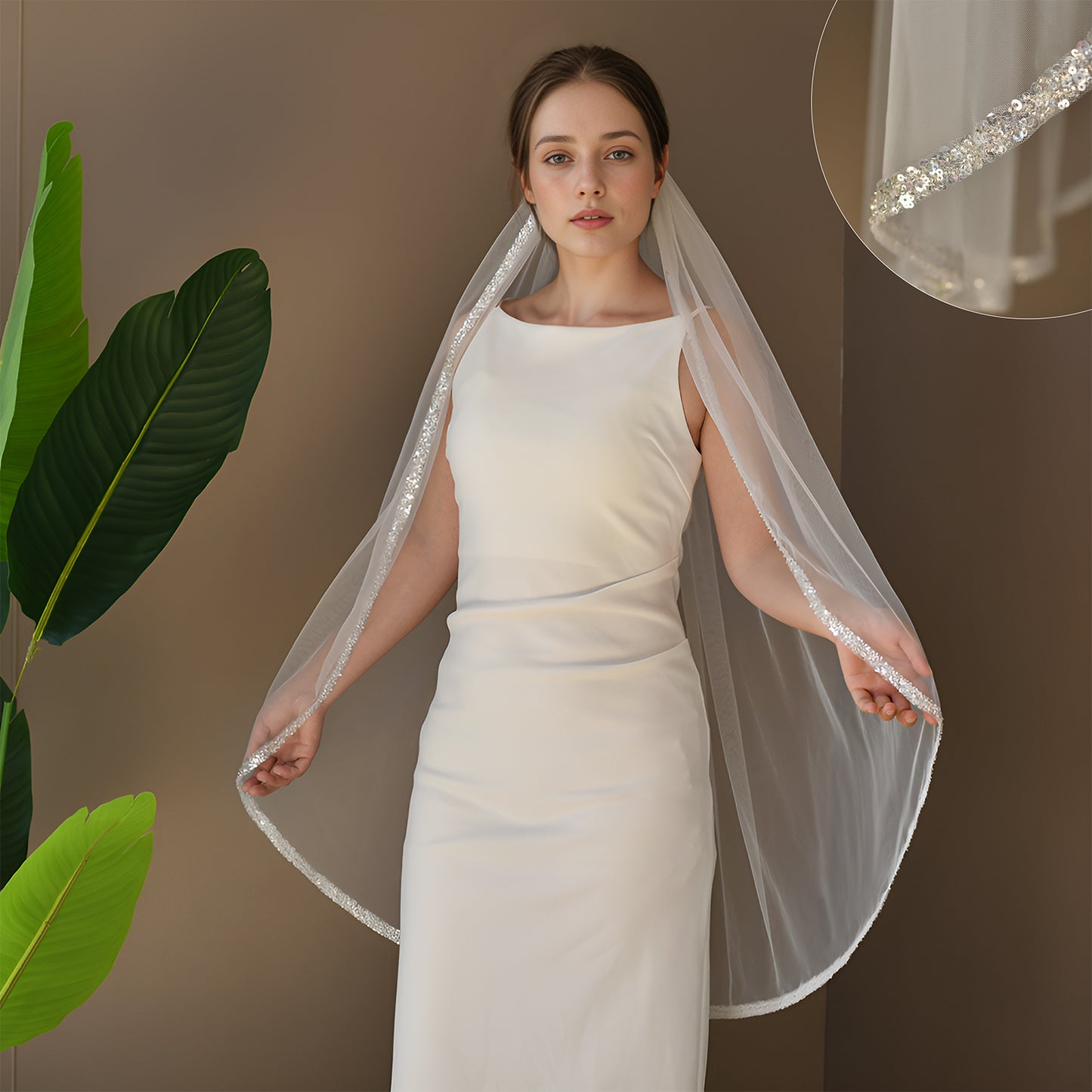 V282-IY1 white mesh veil