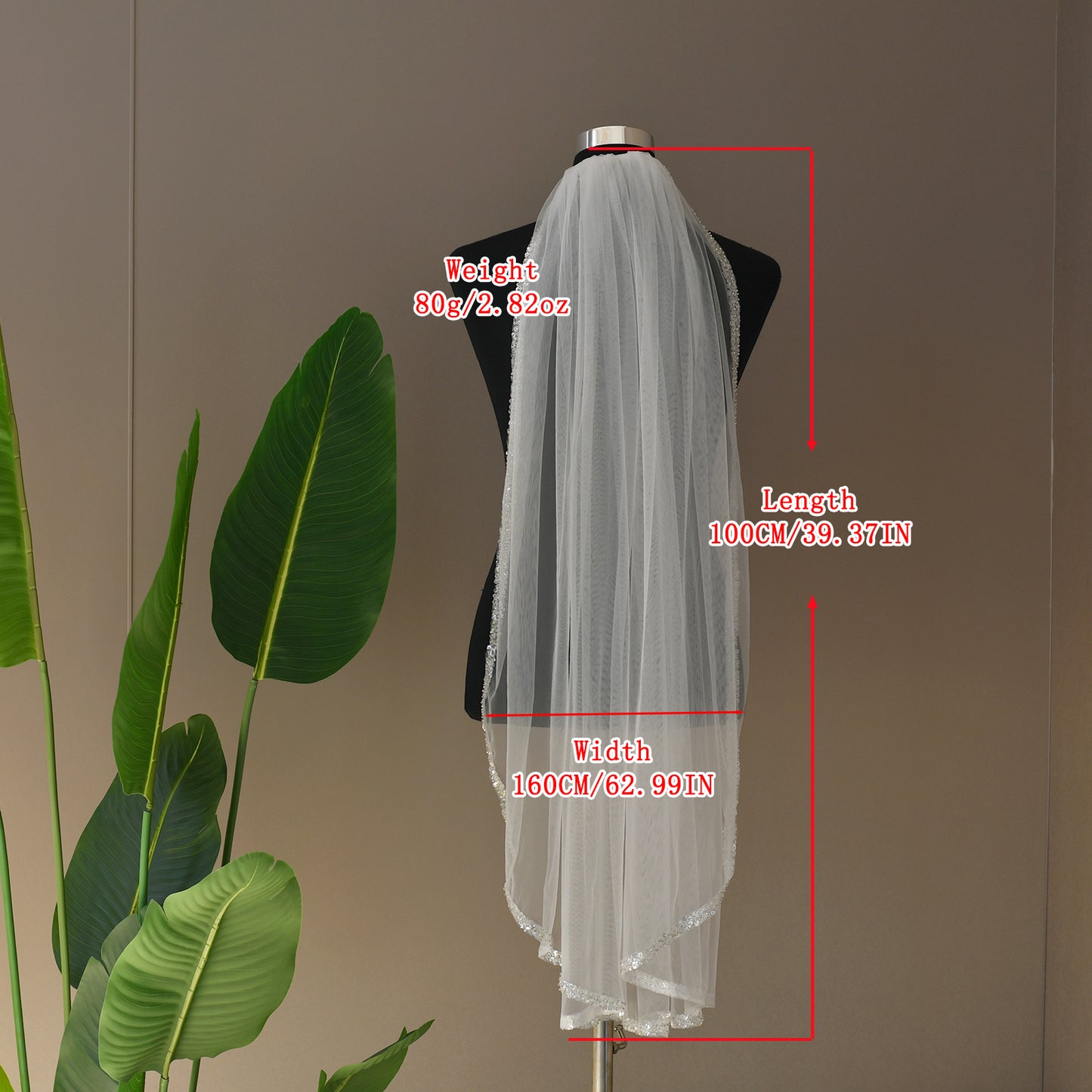 V282-IY1 white mesh veil