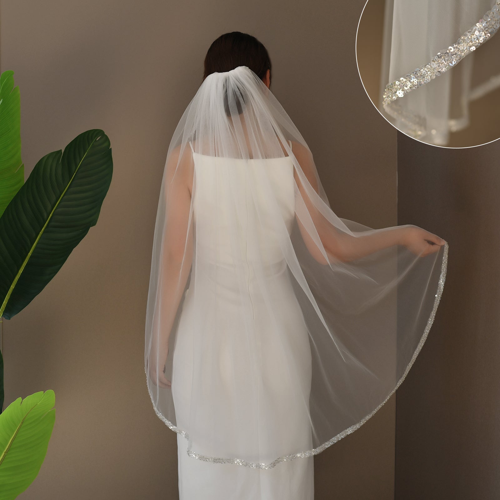 V282-IY1 white mesh veil