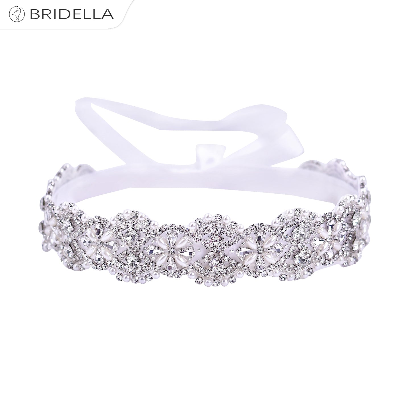 BS153 white rhinestone pearl belt
