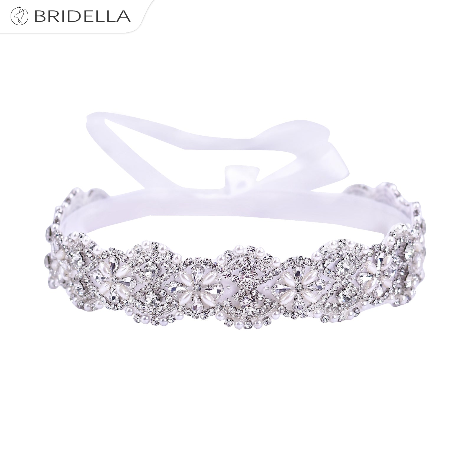 BS153 white rhinestone pearl belt