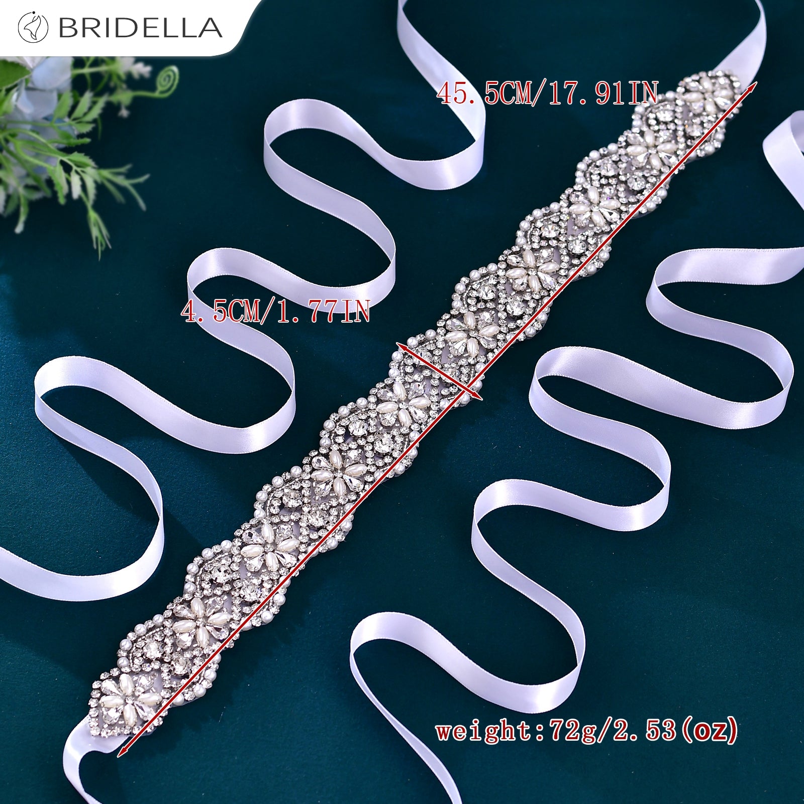 BS153 white rhinestone pearl belt