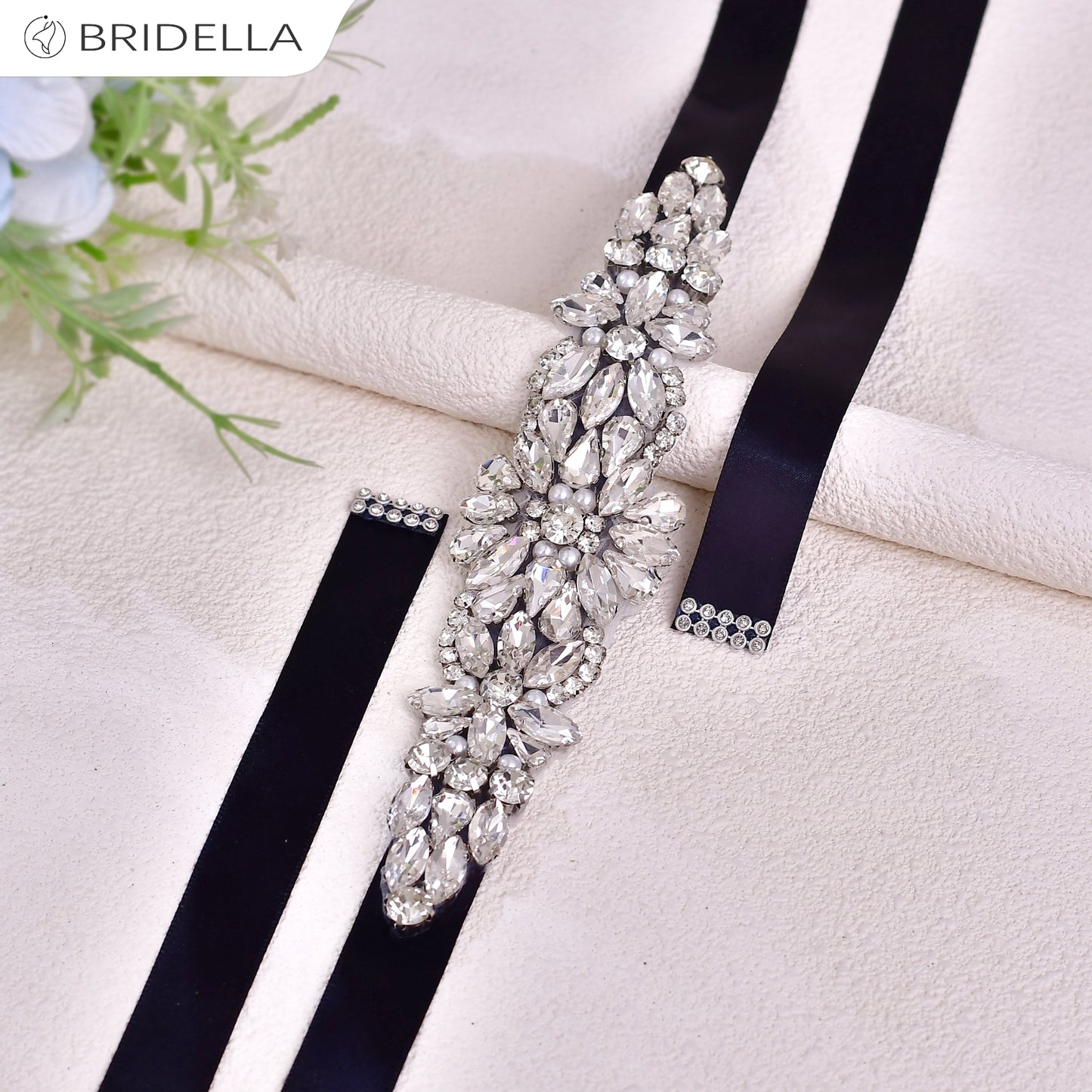 BS407 black rhinestone belt