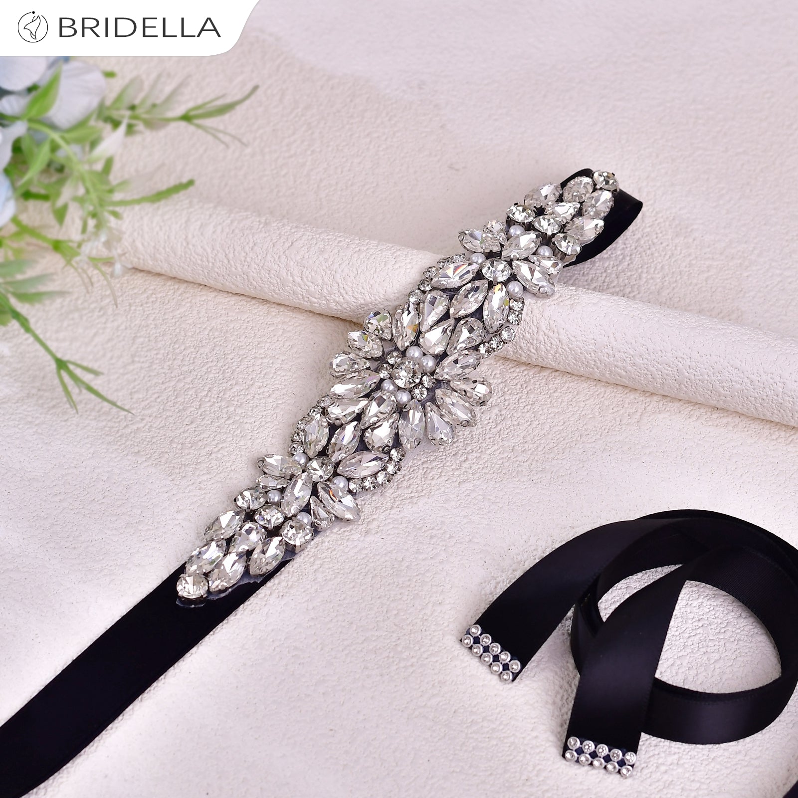 BS407 black rhinestone belt