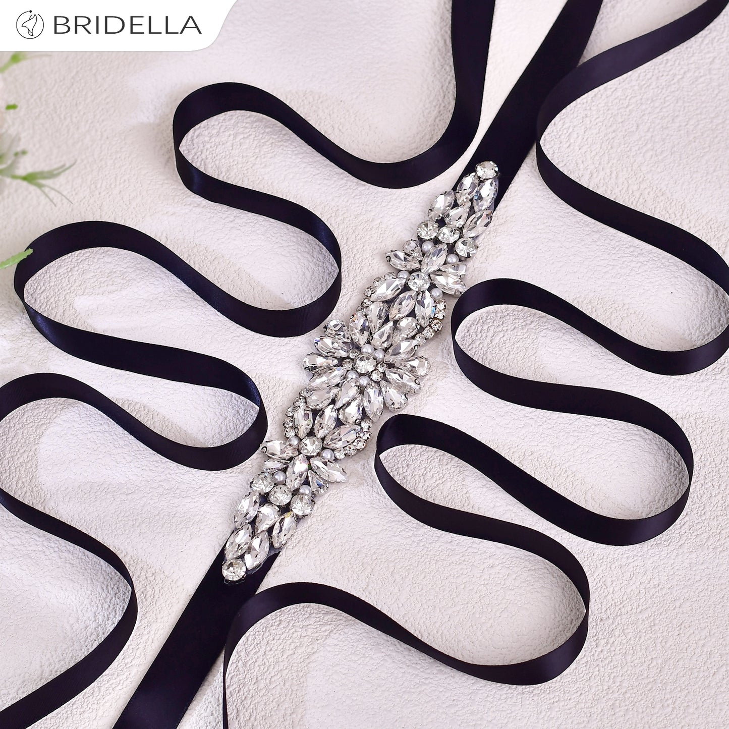 BS407 black rhinestone belt