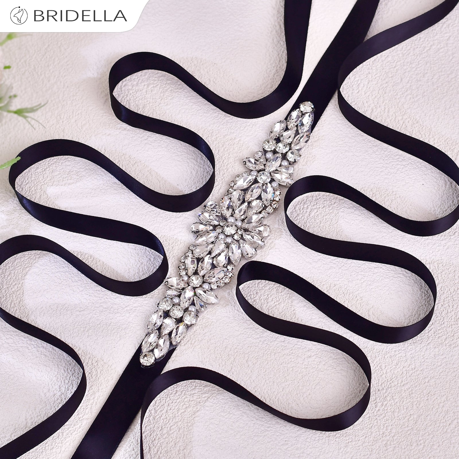 BS407 black rhinestone belt