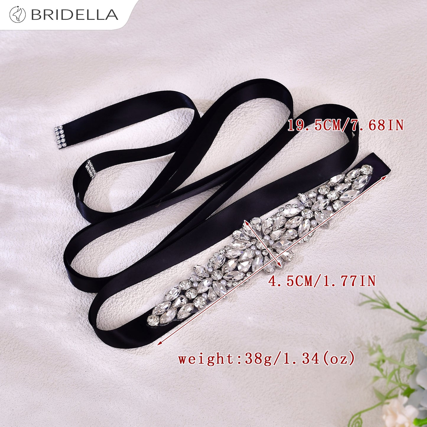 BS407 black rhinestone belt