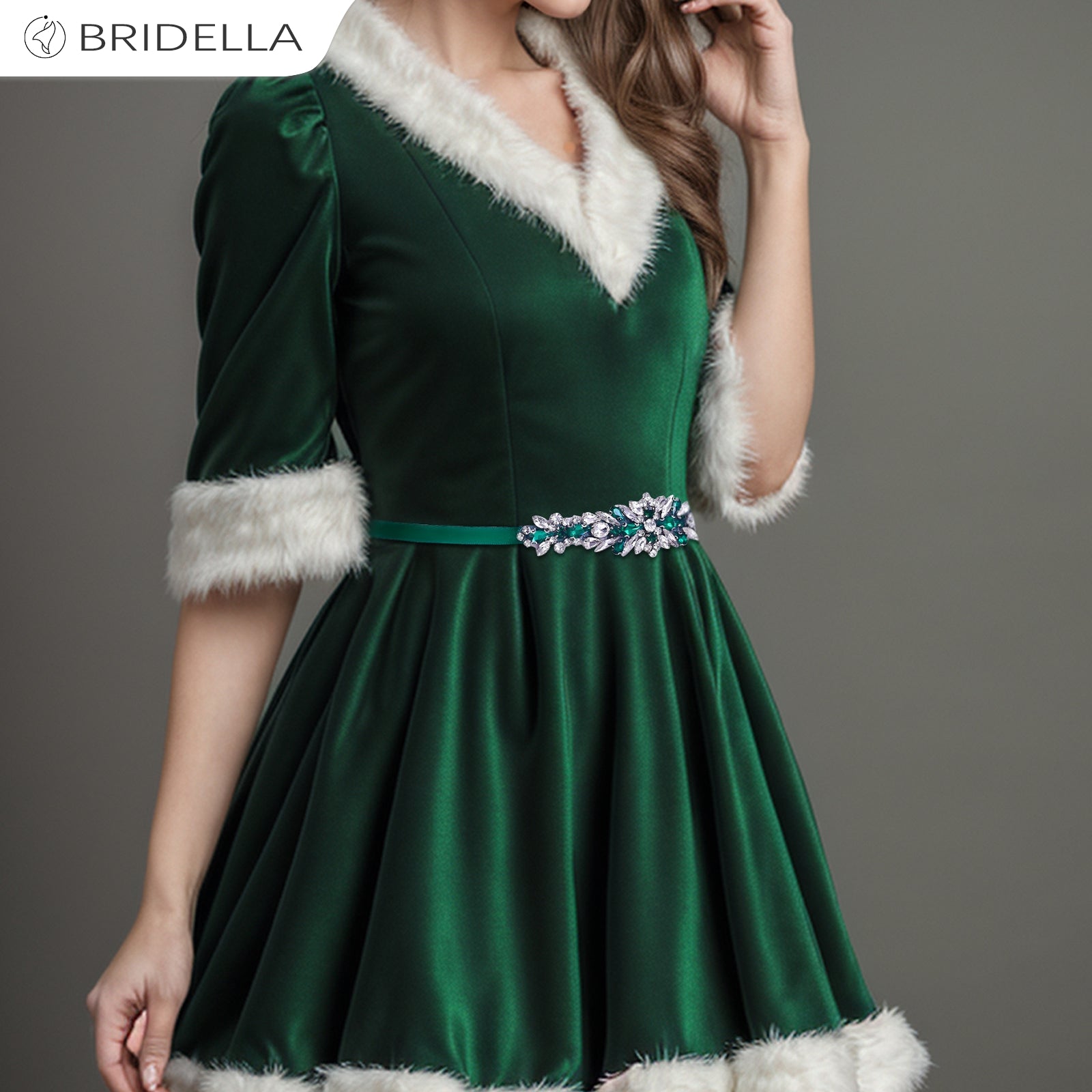 BS160KL green rhinestone belt