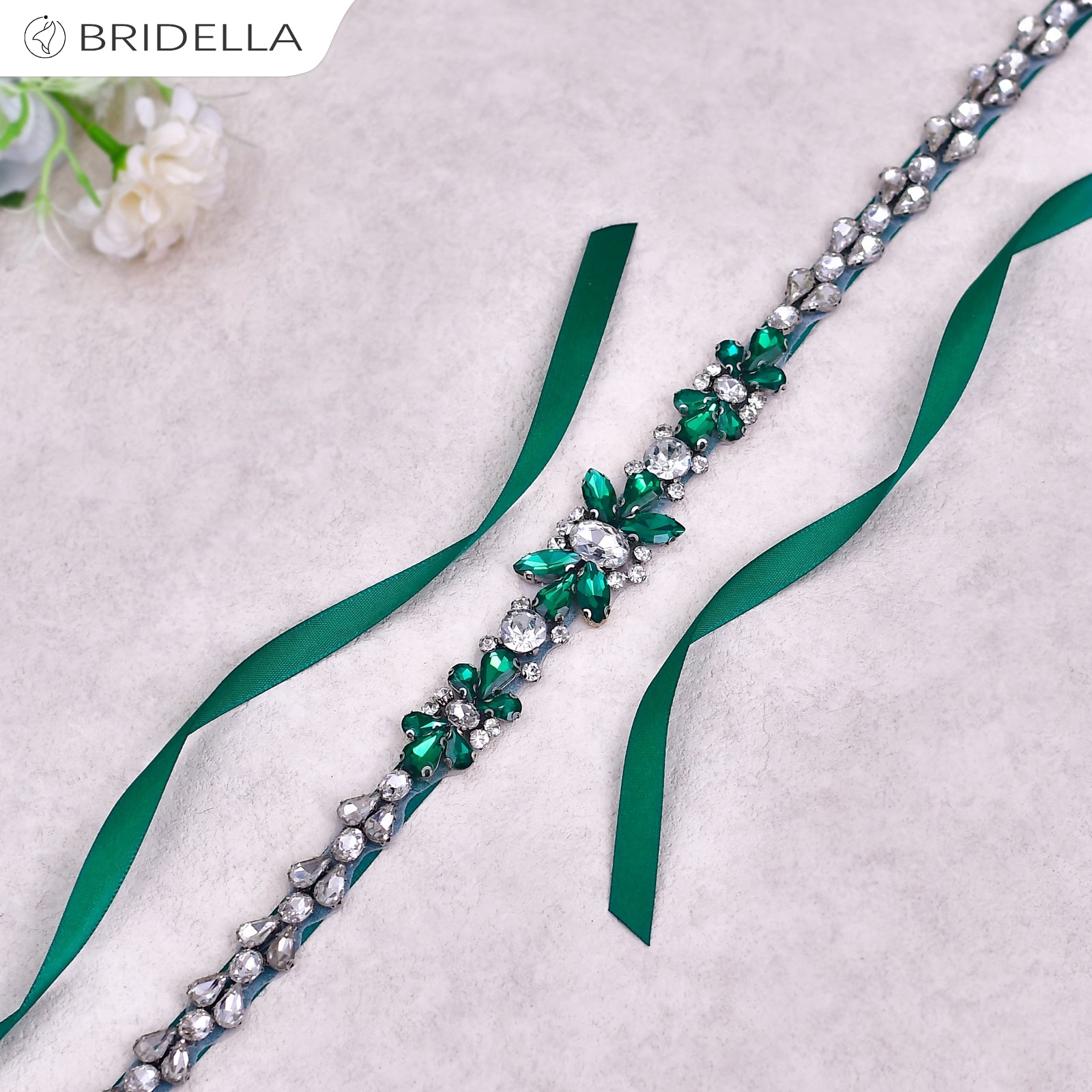 BS163KL green rhinestone belt