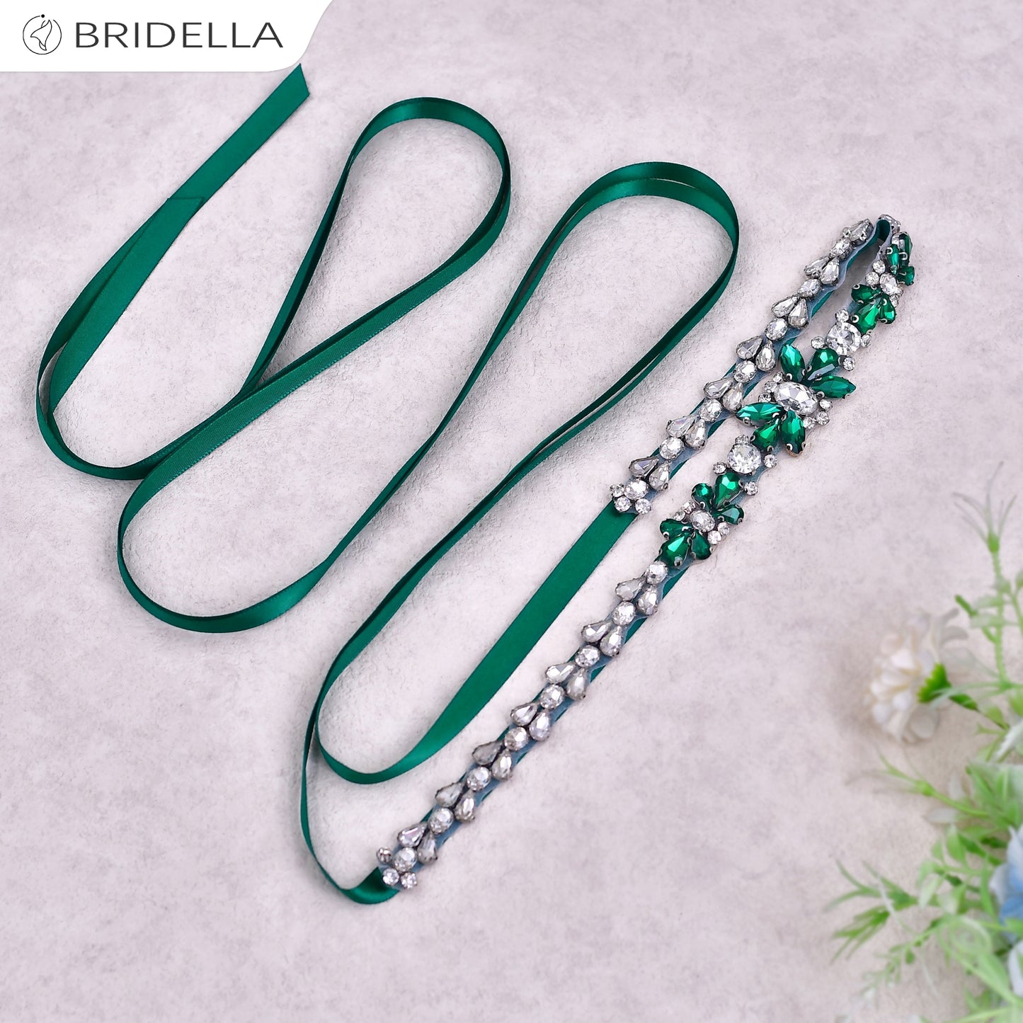 BS163KL green rhinestone belt
