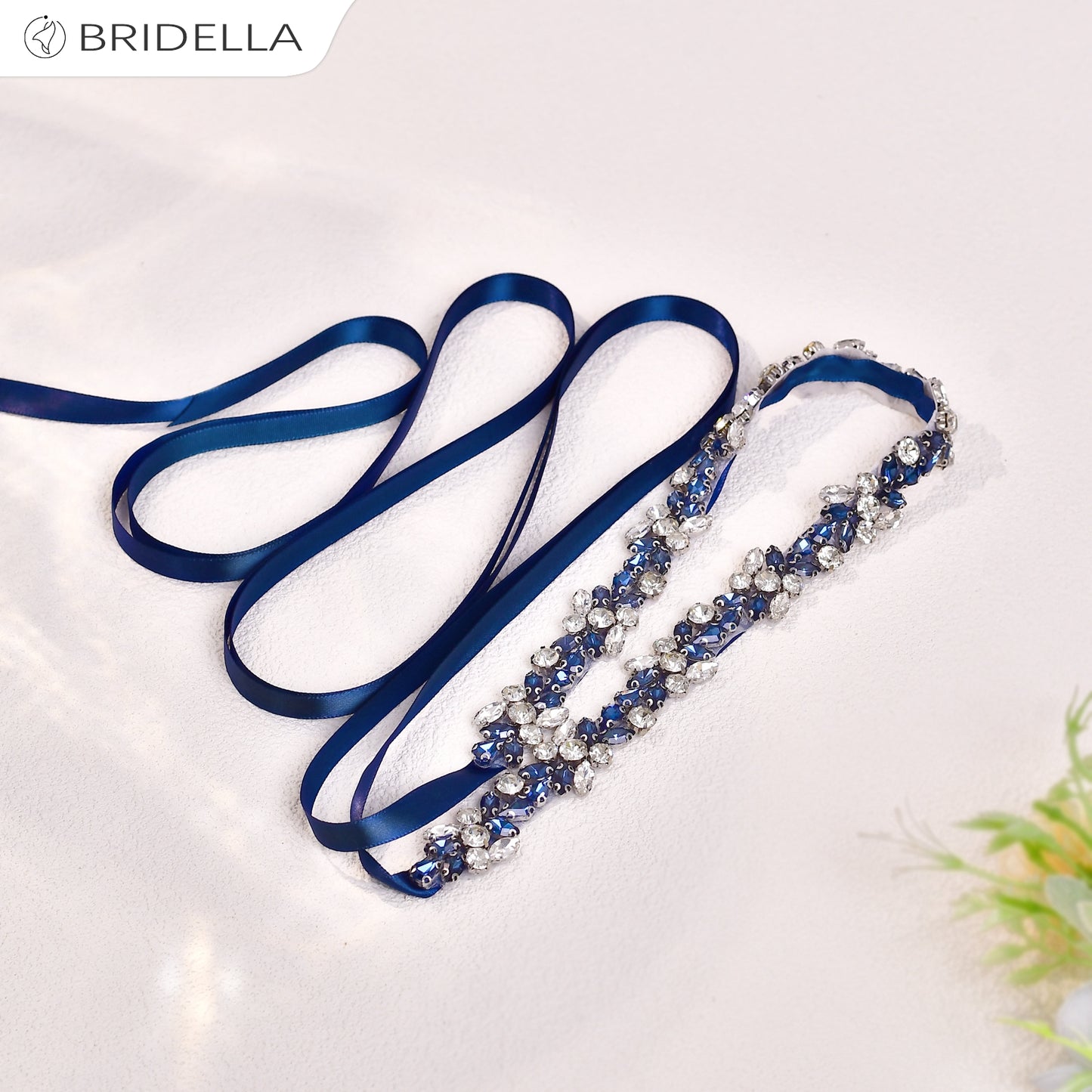 BS437ML navy rhinestone belt