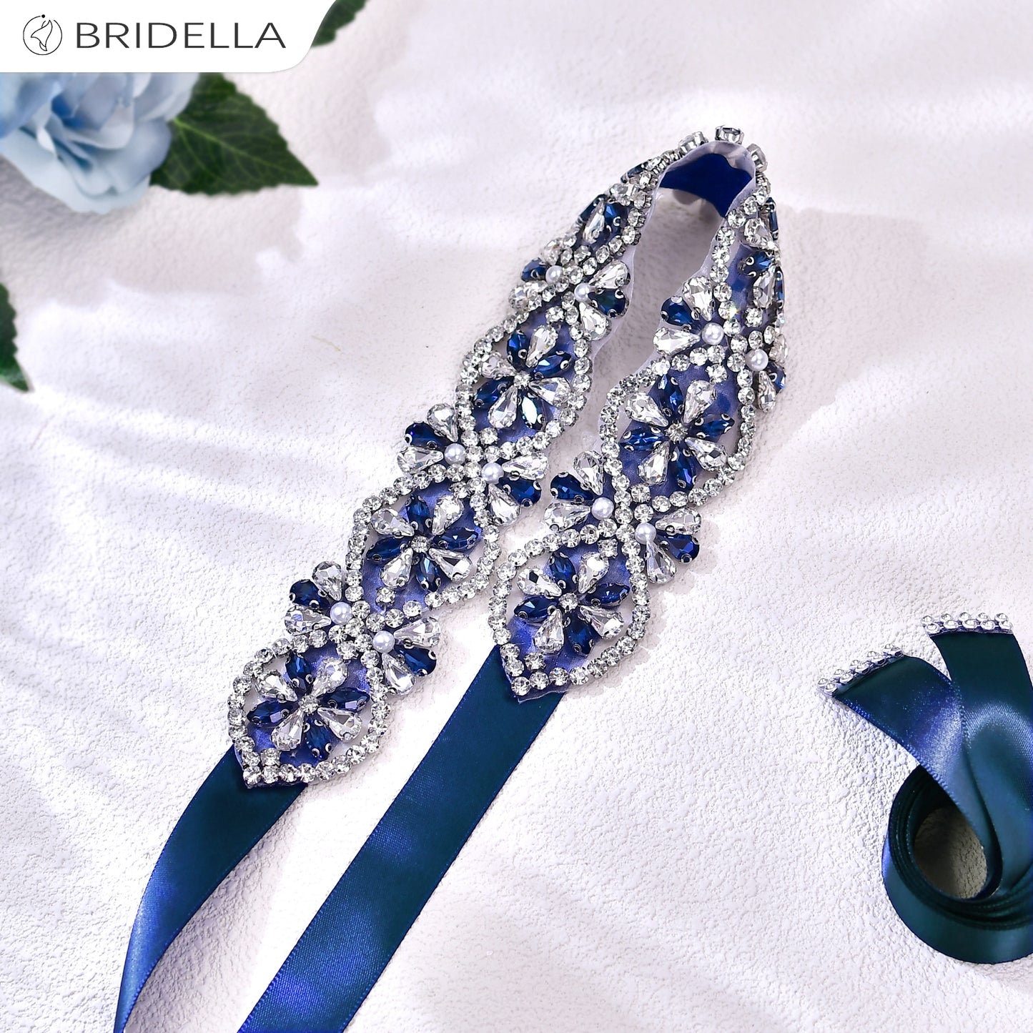 BS453ML navy rhinestone belt