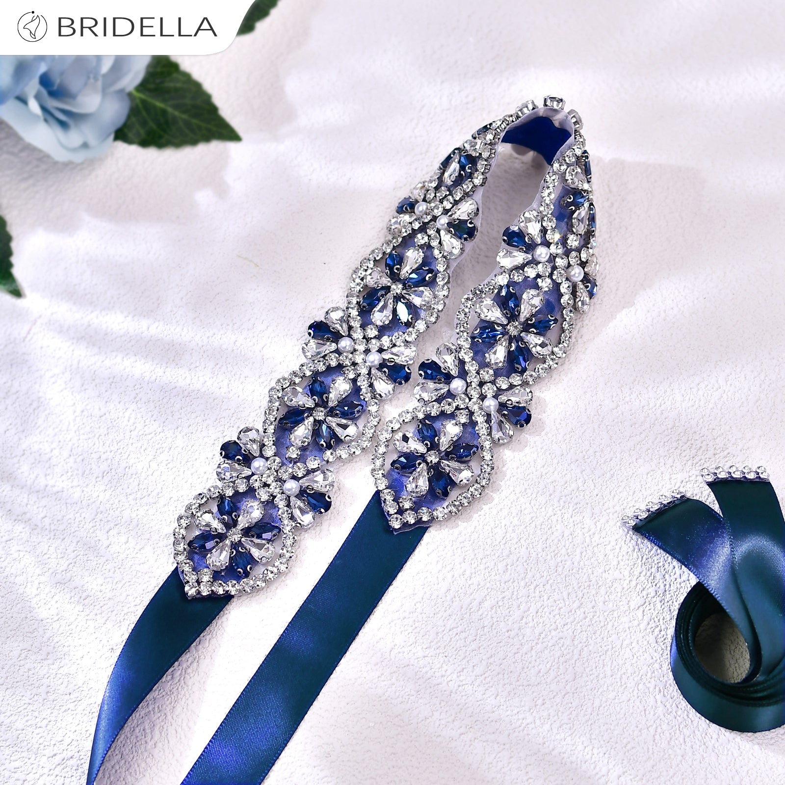 BS453ML navy rhinestone belt