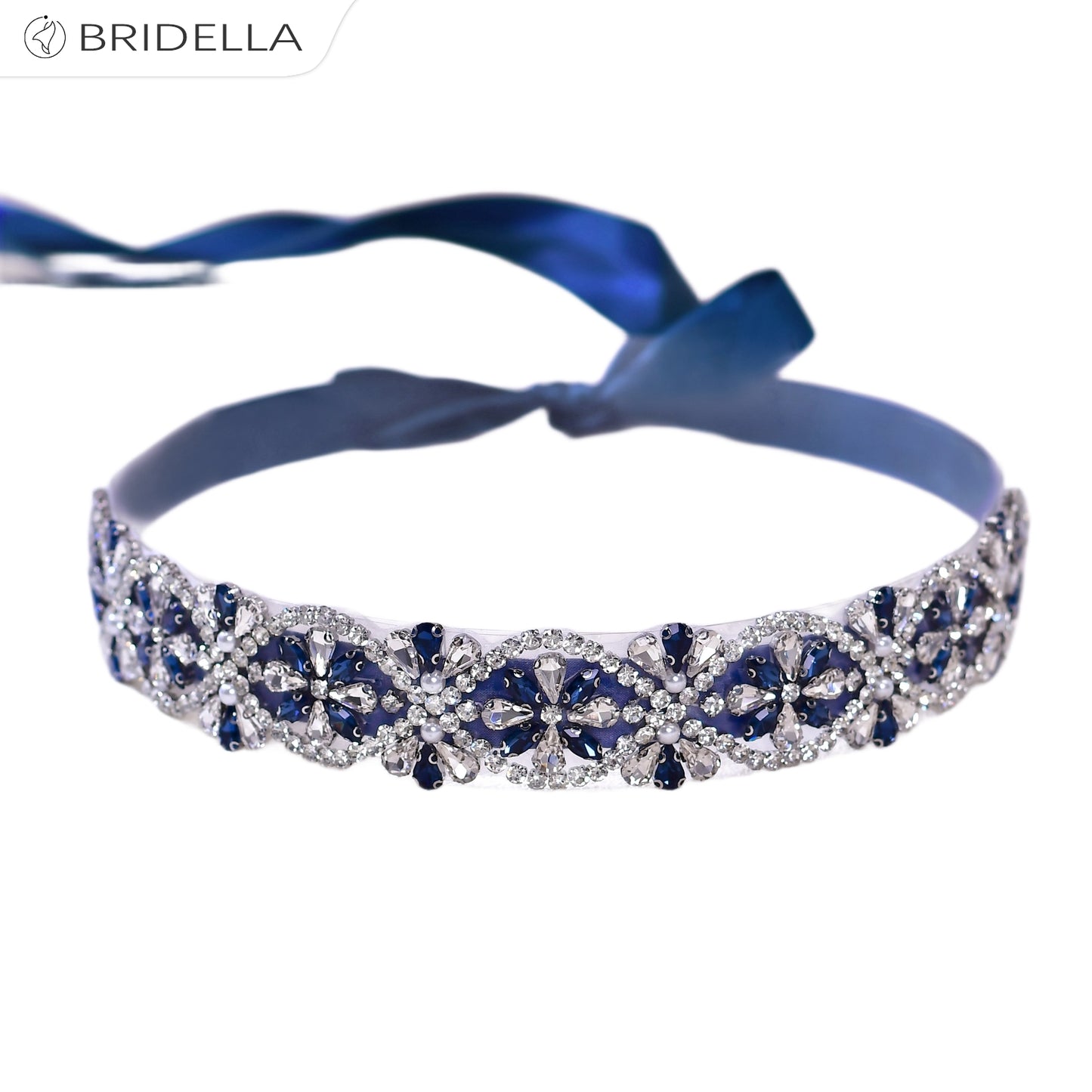 BS453ML navy rhinestone belt